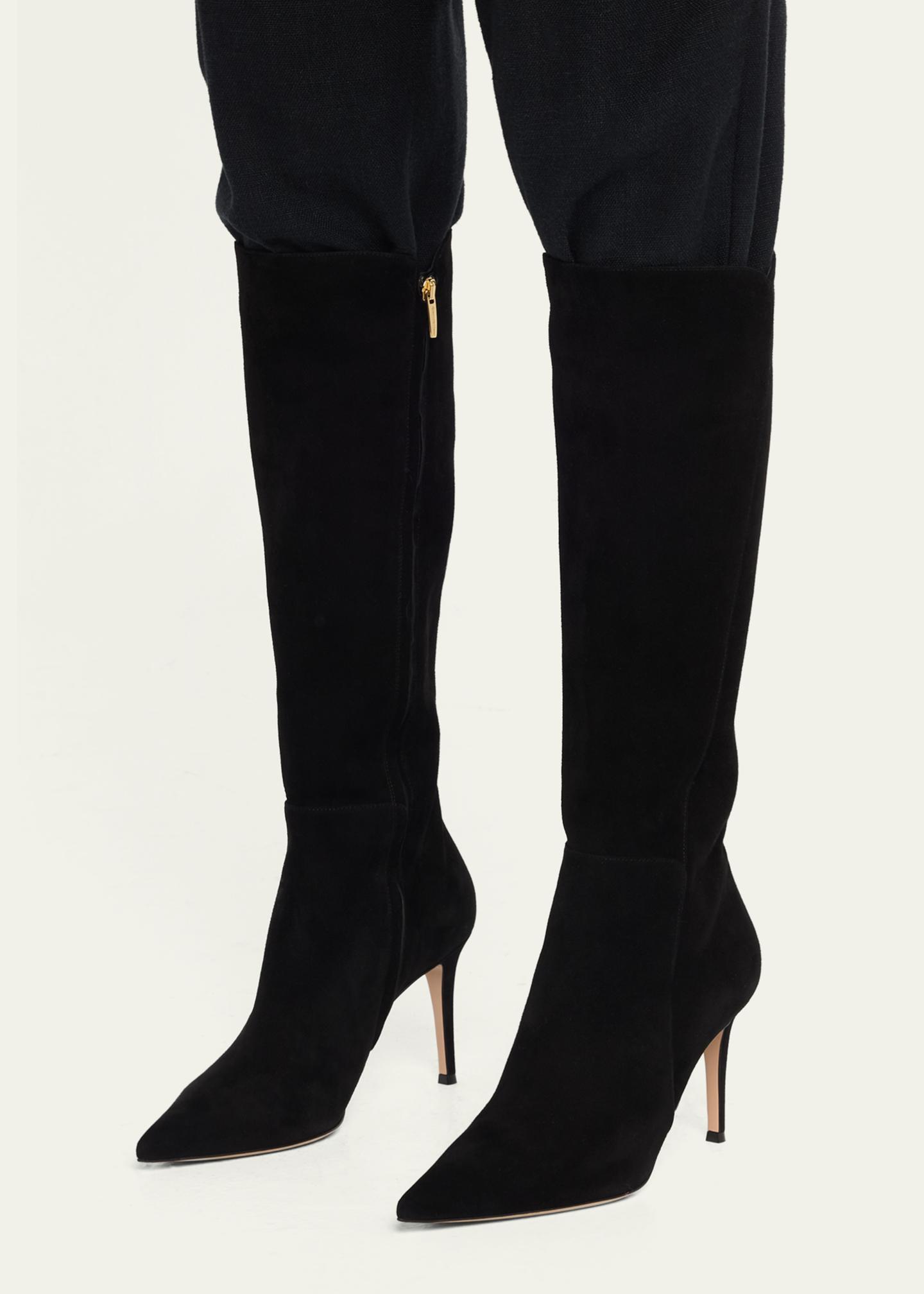 Gianvito Rossi 85mm Suede Knee-High Boots - Bergdorf Goodman