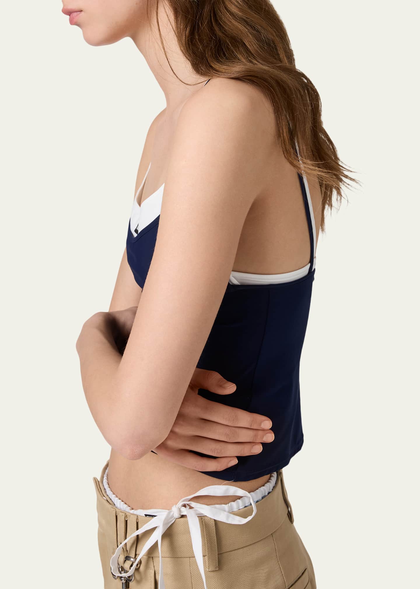トップス MIUMIU Navy Short Tank Top Miu Miu Layered Crop Tank Top - Bergdorf Goodman