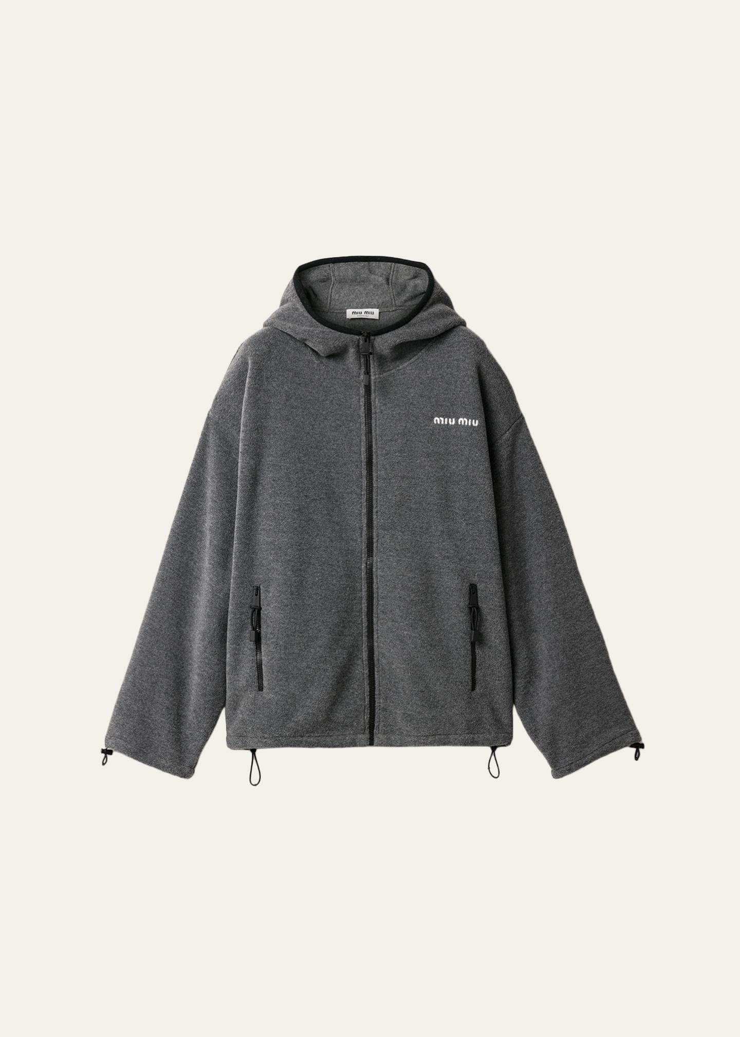 Miu Miu Fleece Zip Hooded Jacket - Bergdorf Goodman