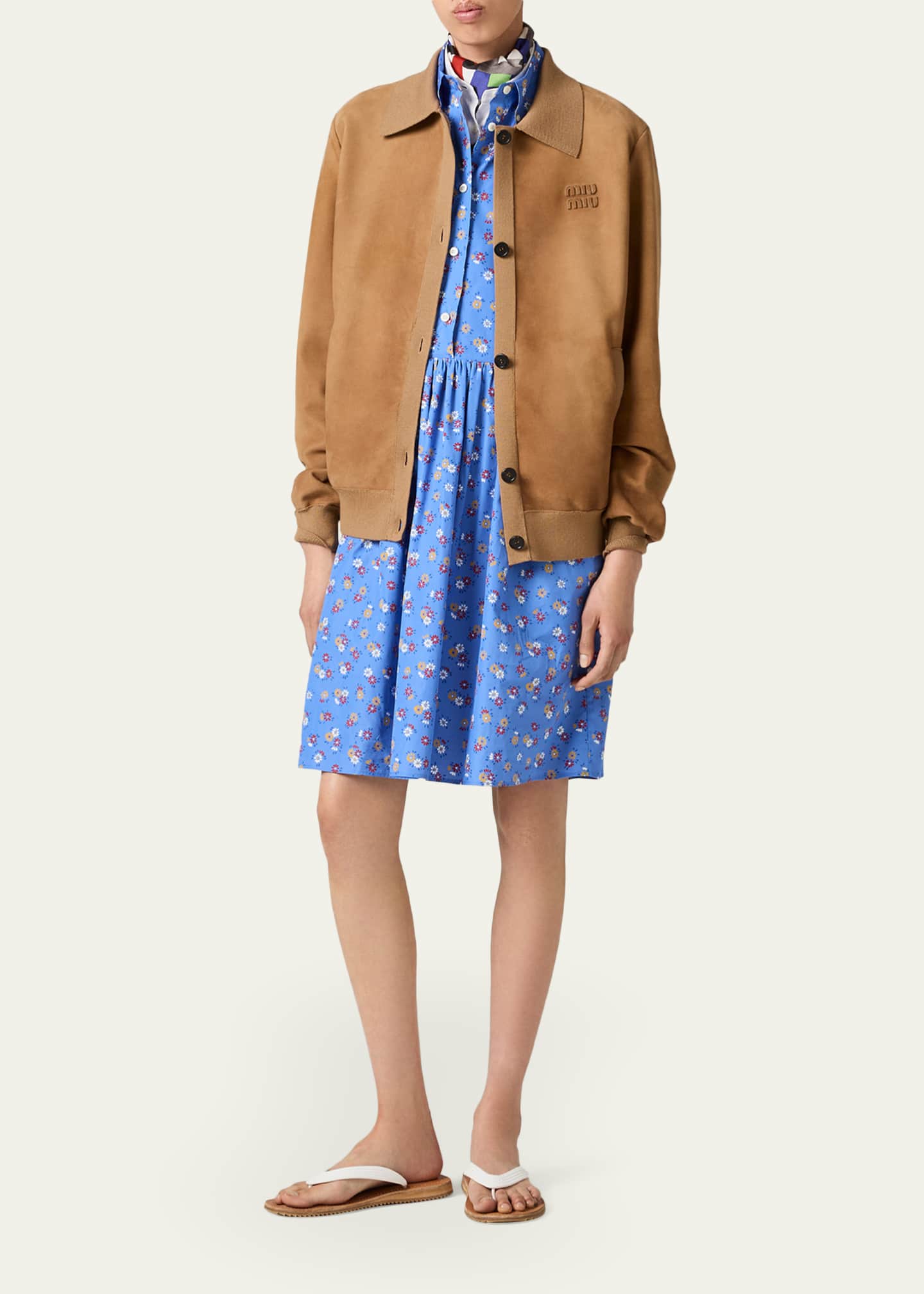 Miu Miu Collared Suede Single-Breasted Jacket - Bergdorf Goodman