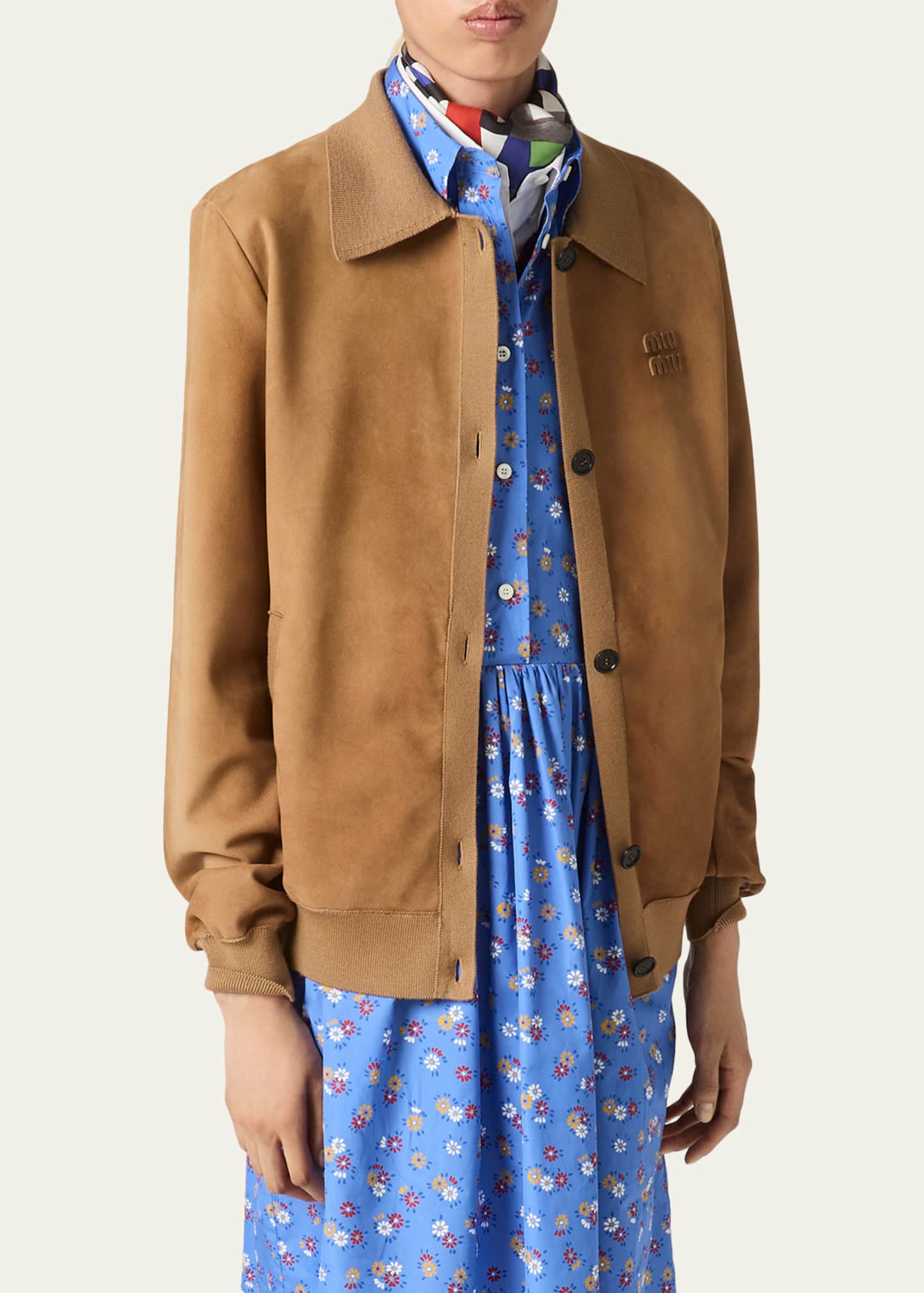 Miu Miu Collared Suede Single-Breasted Jacket - Bergdorf Goodman