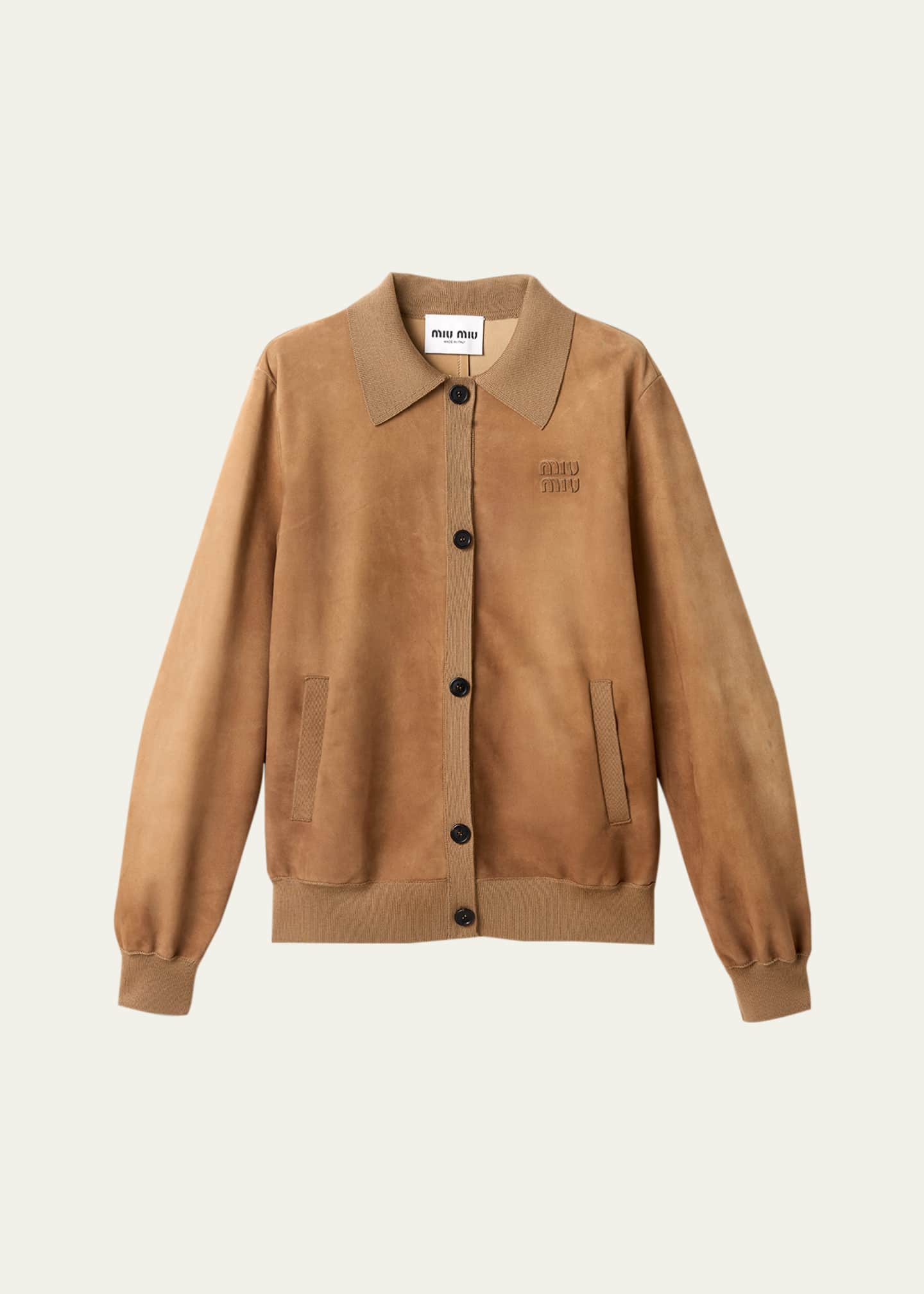 Miu Miu Collared Suede Single-Breasted Jacket - Bergdorf Goodman