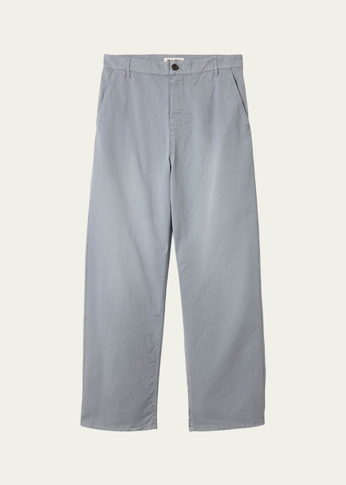 Miu Miu Garment-Dyed Twill Wide-Leg Pants - Bergdorf Goodman