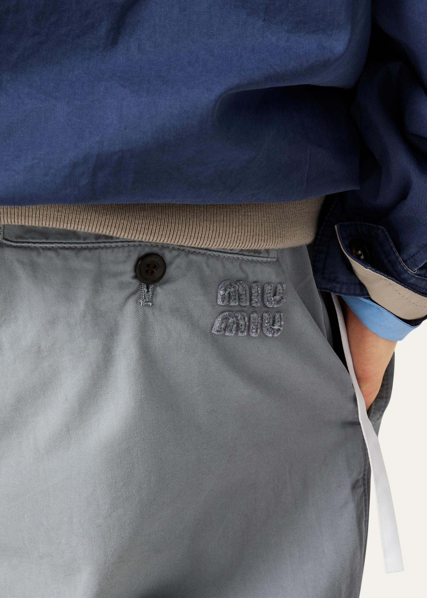 Miu Miu Garment-Dyed Twill Wide-Leg Pants - Bergdorf Goodman