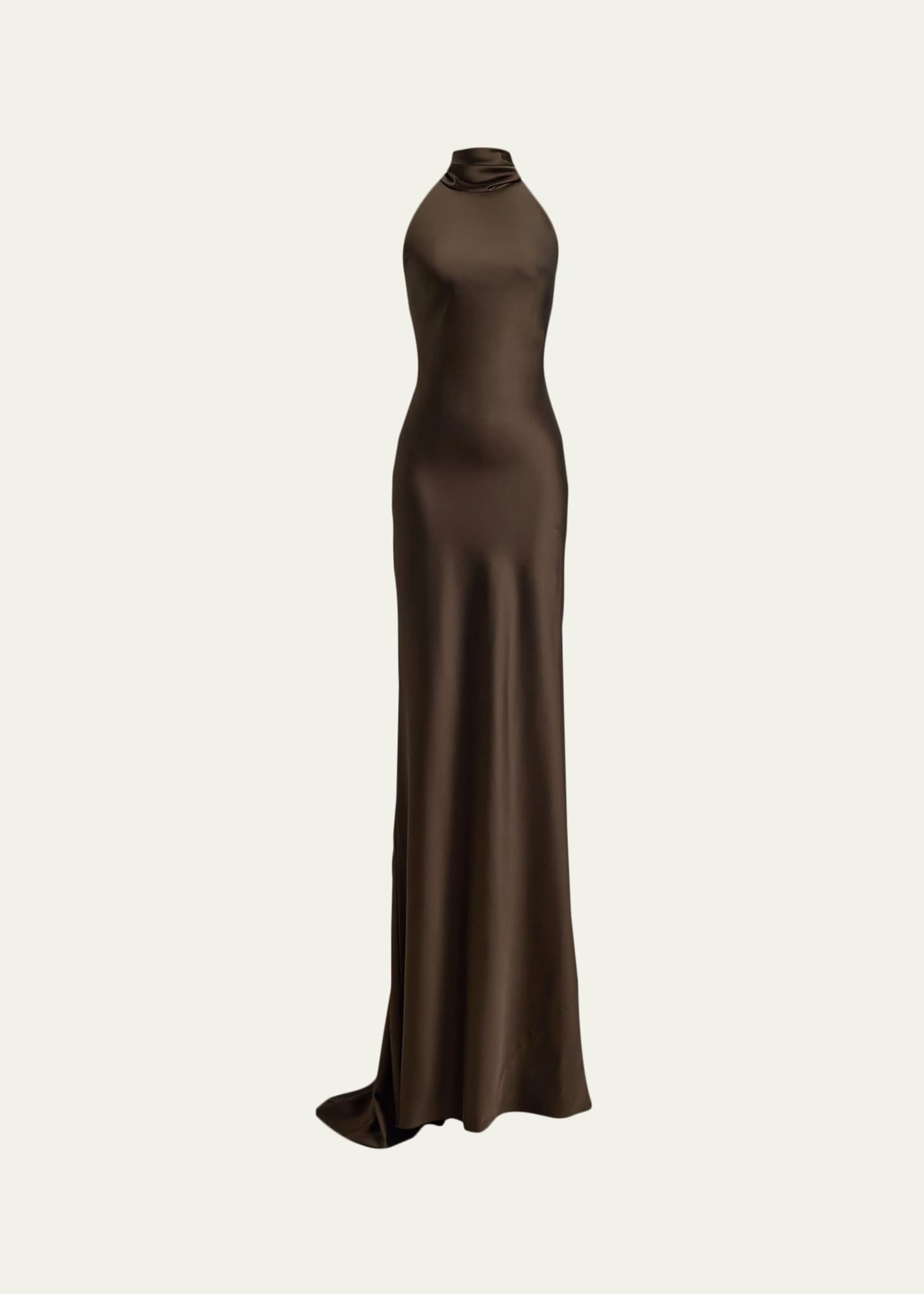 chilton stretch satin evening dress Ralph Lauren Chilton Stretch Satin Halter Evening Dress