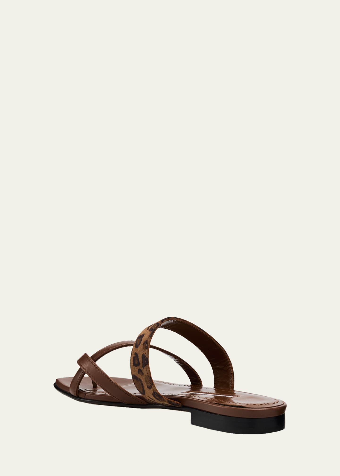 Manolo Blahnik Susa Leather and Leopard-Printed Suede Crisscross