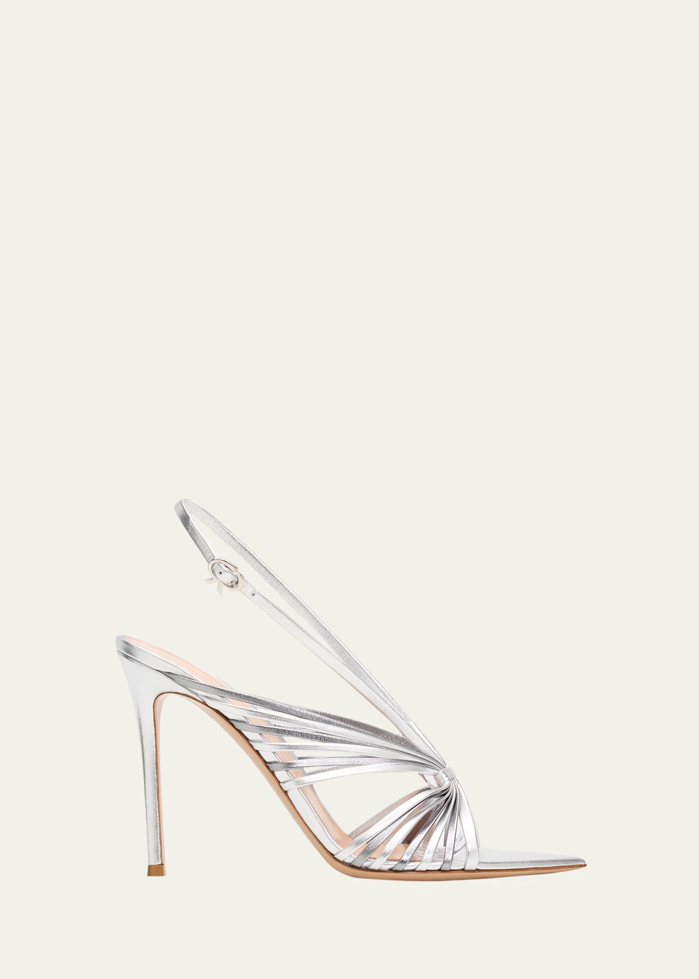 Gianvito Rossi 105mm Metallic Leather Slingback Sandals - Bergdorf