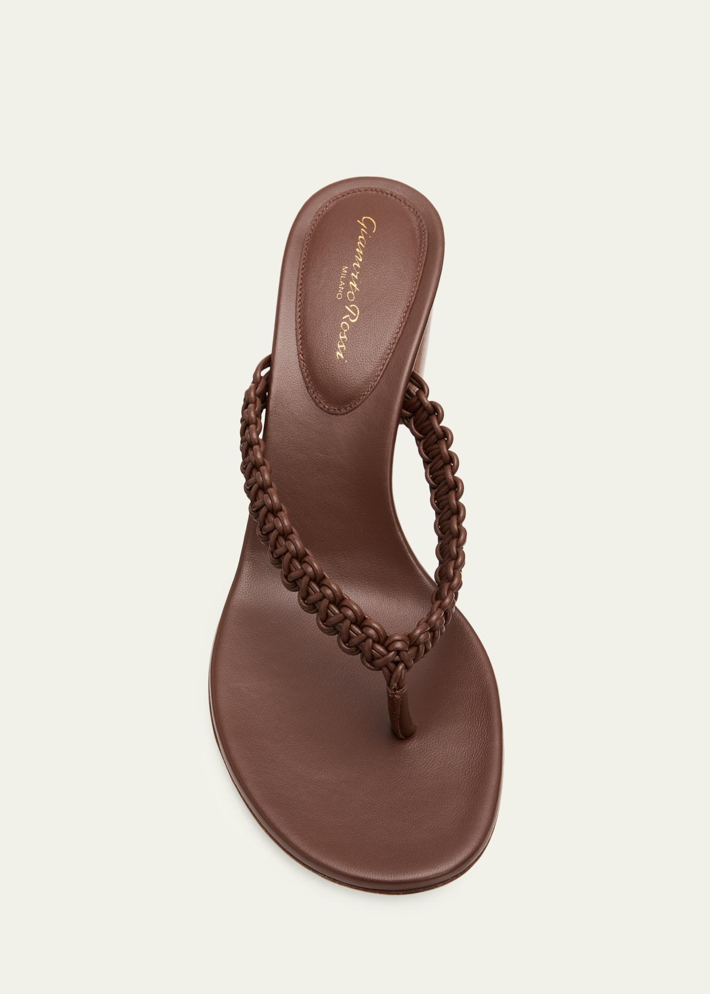 Gianvito Rossi 70mm Braided Nappa Leather Thong Sandals - Bergdorf