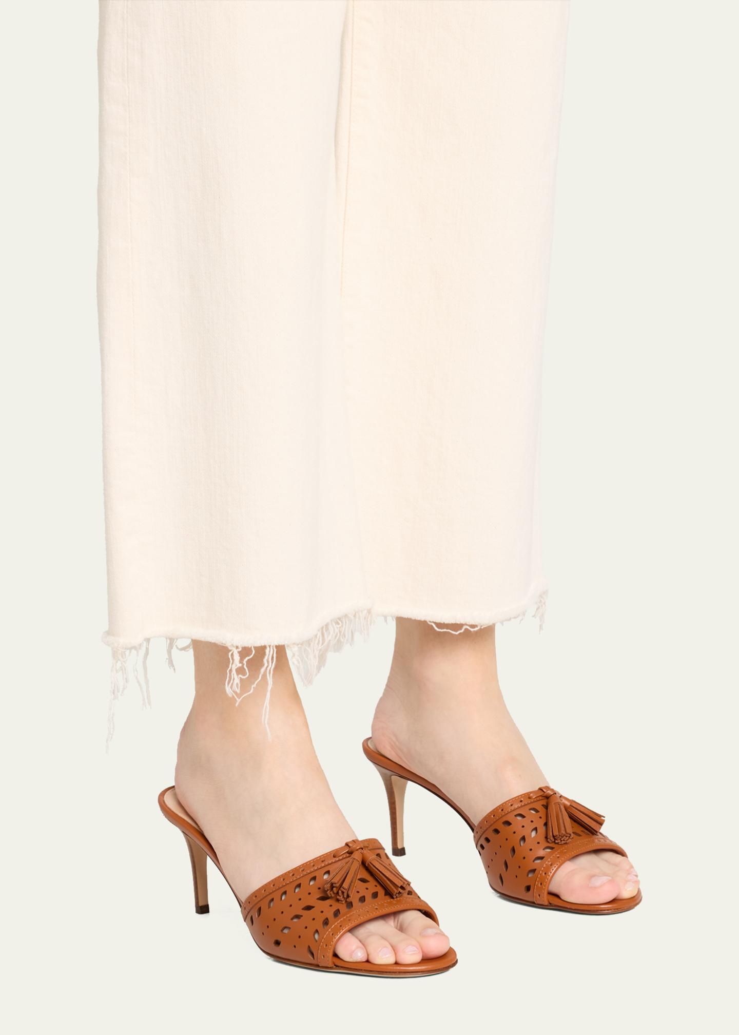 Gianvito Rossi 70mm Cutout Leather Mule Sandals - Bergdorf Goodman