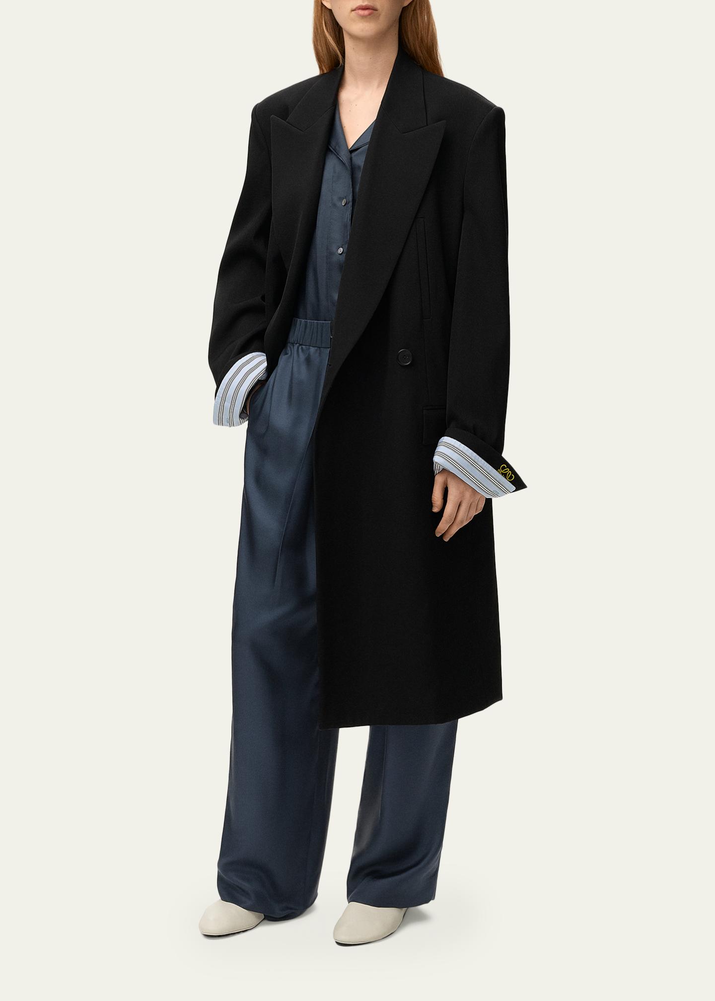 LOEWE Logo-Band Satin Wide-Leg Pull-On Pants - Bergdorf Goodman