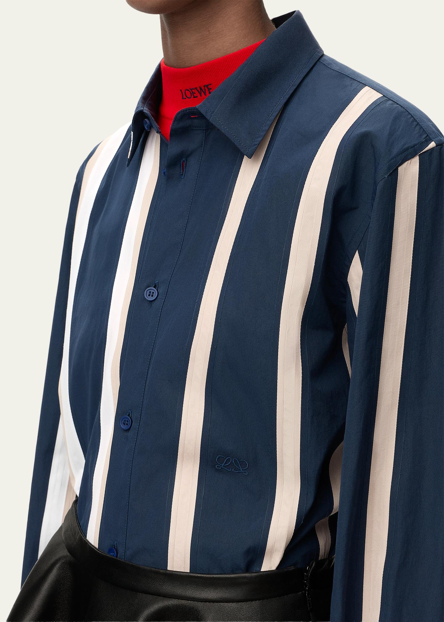 LOEWE Stripe Paneled Button-Down Shirt - Bergdorf Goodman