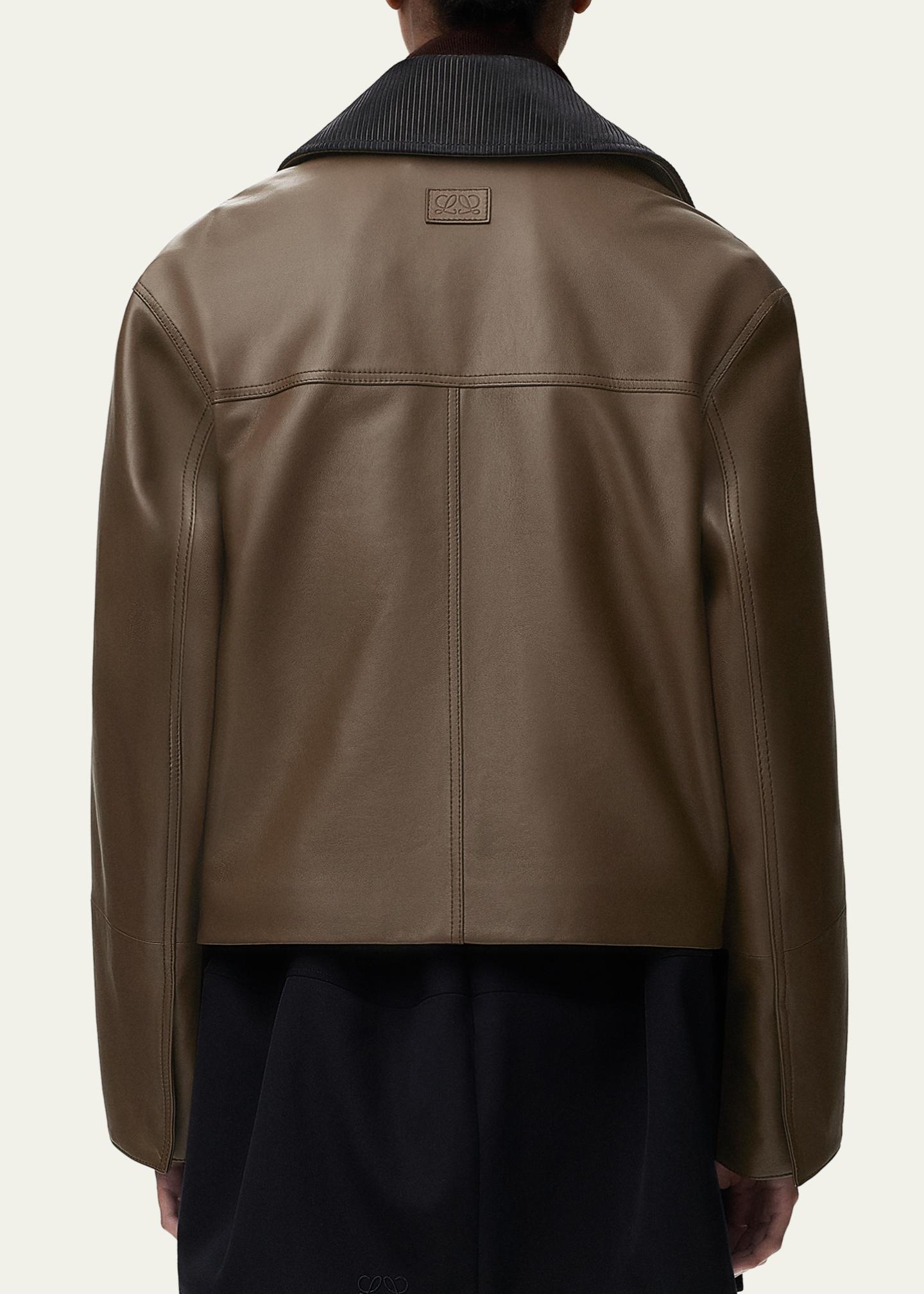 LOEWE Corduroy-Collar Leather Utility Jacket - Bergdorf Goodman