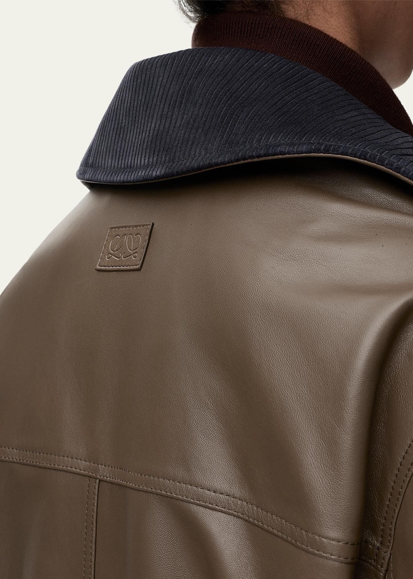 LOEWE Corduroy-Collar Leather Utility Jacket - Bergdorf Goodman