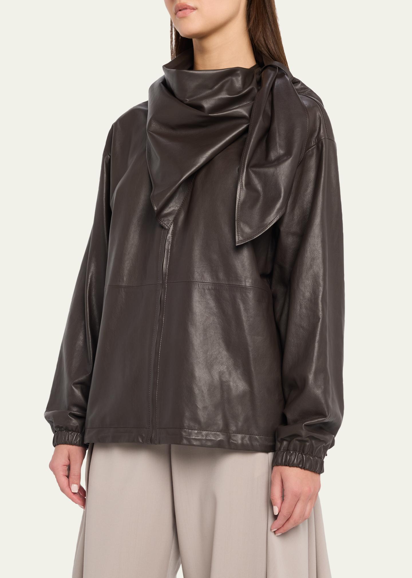 LOEWE Leather Scarf Zipped Jacket - Bergdorf Goodman