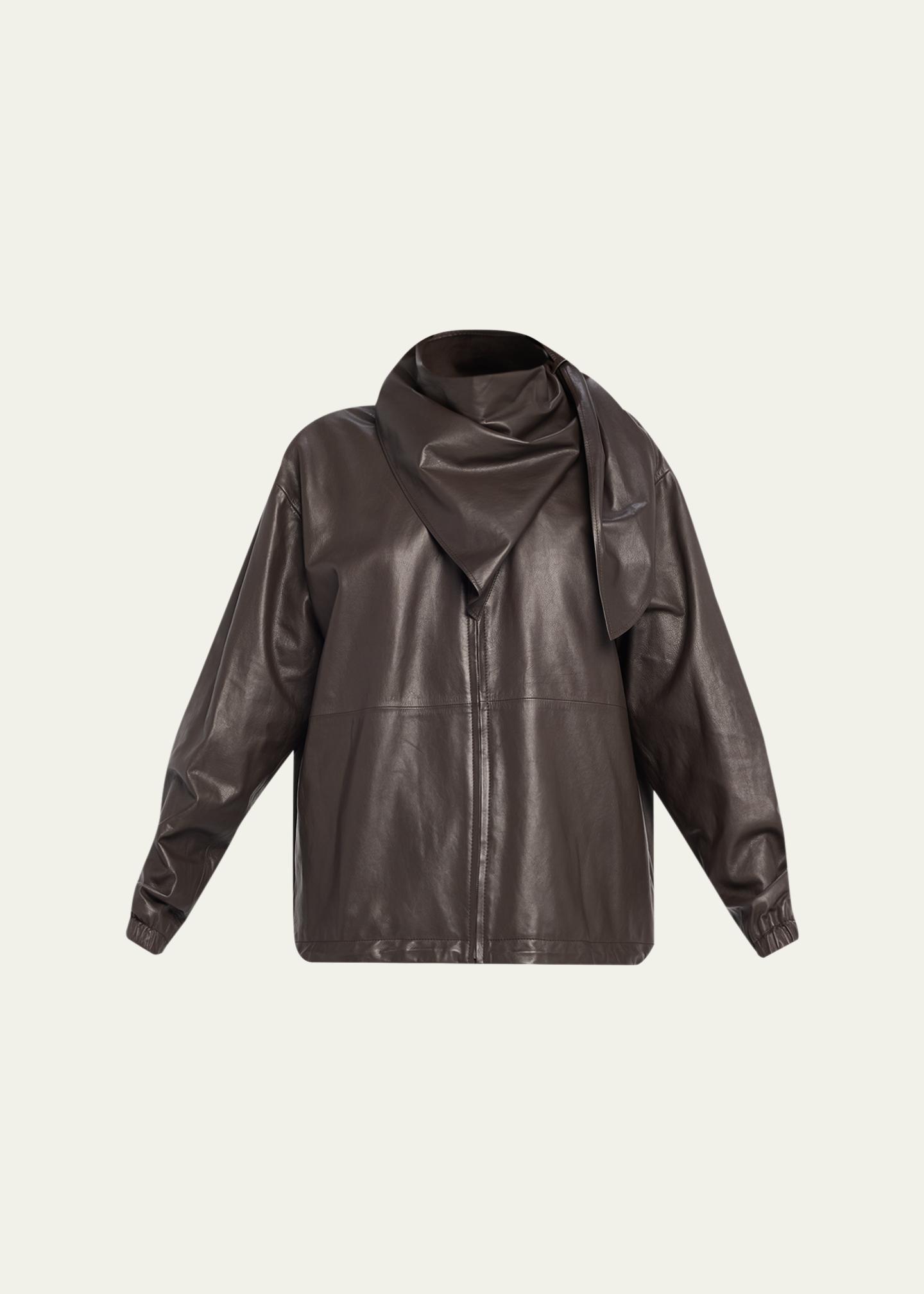 LOEWE Leather Scarf Zipped Jacket - Bergdorf Goodman