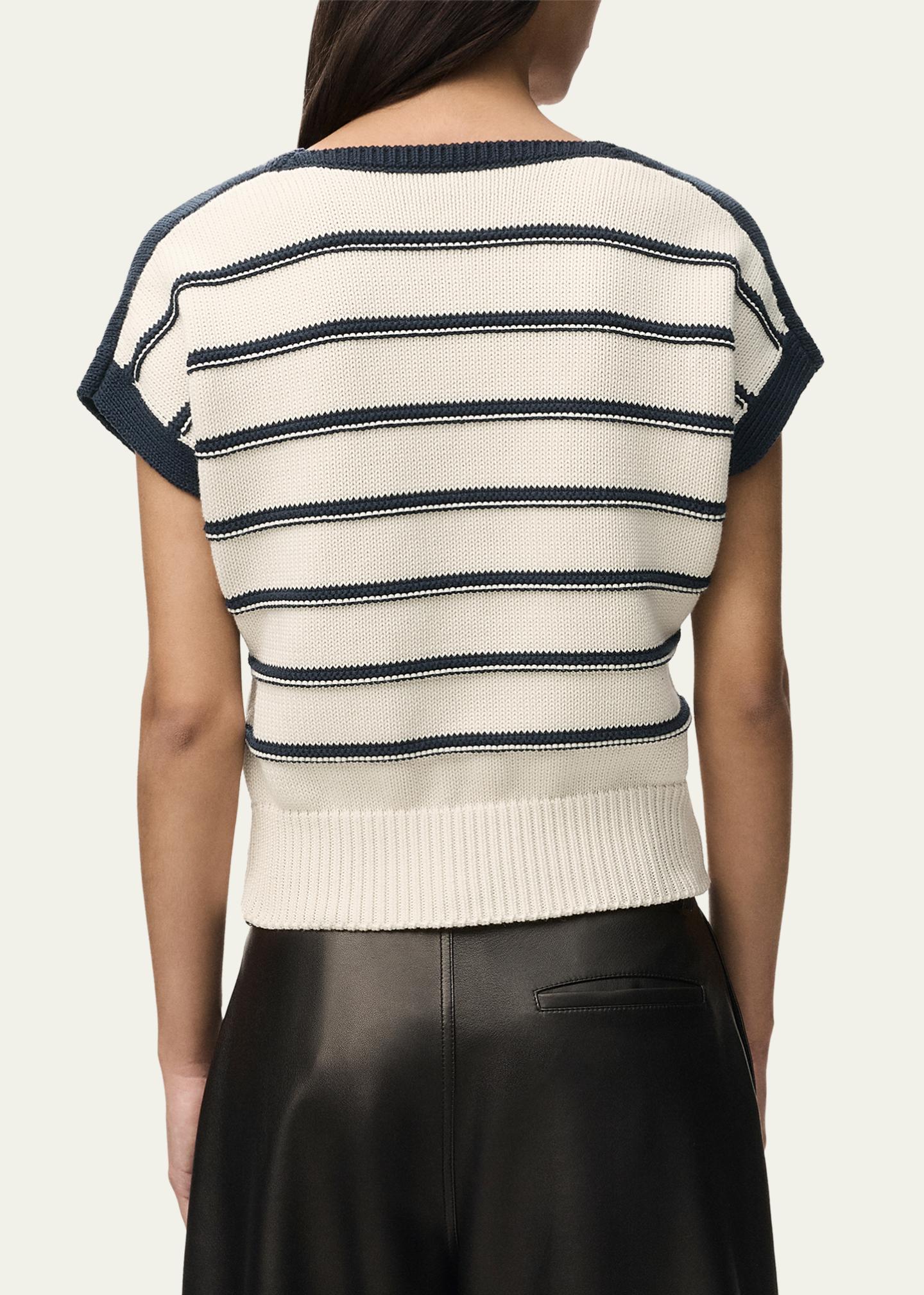 LOEWE Short-Sleeve Stripe Knit Sweater - Bergdorf Goodman