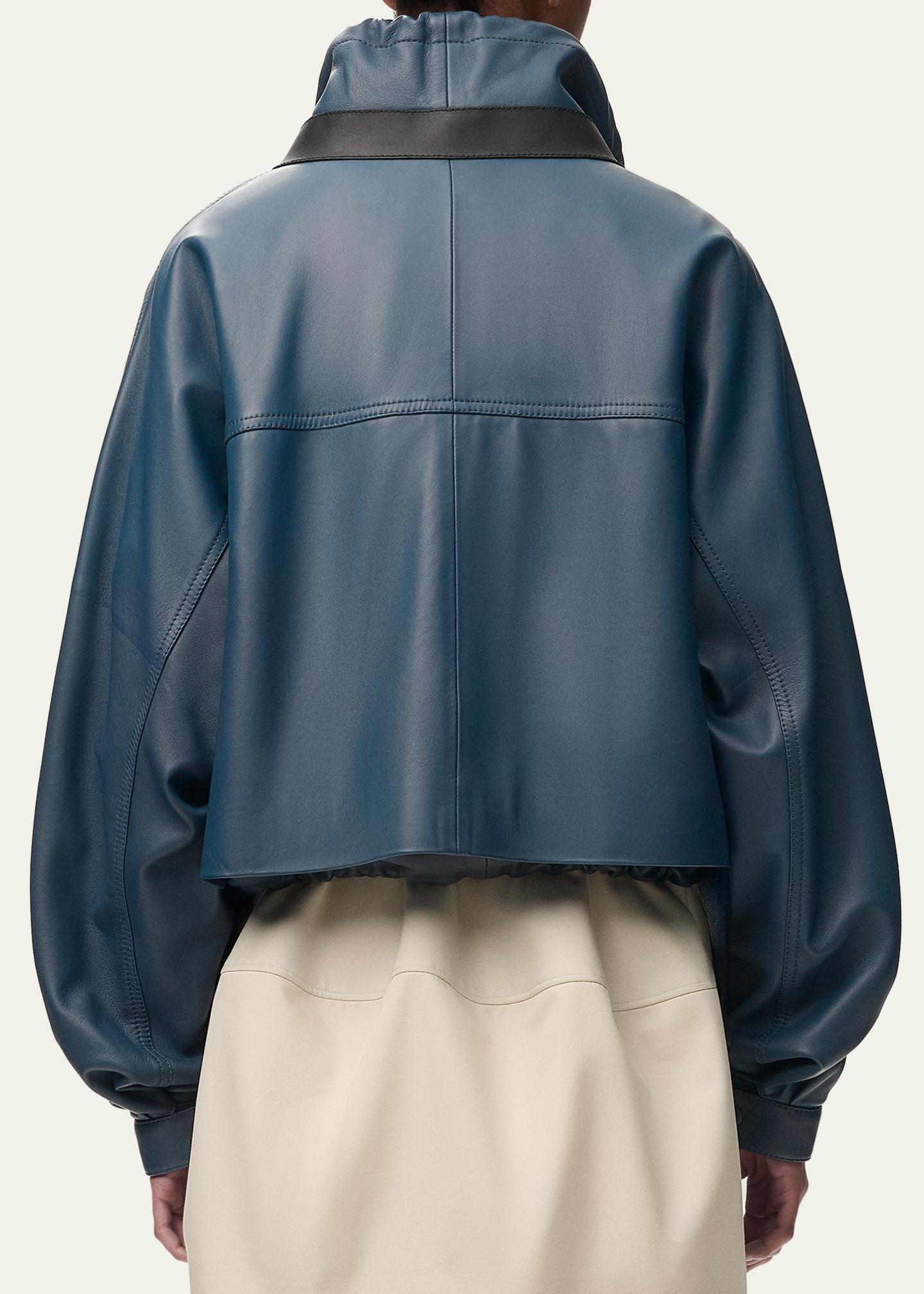 LOEWE Double Layered Leather Zip Jacket - Bergdorf Goodman