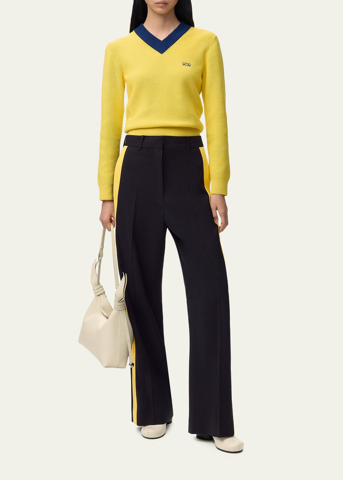 LOEWE Bicolor V-Neck Sweater - Bergdorf Goodman