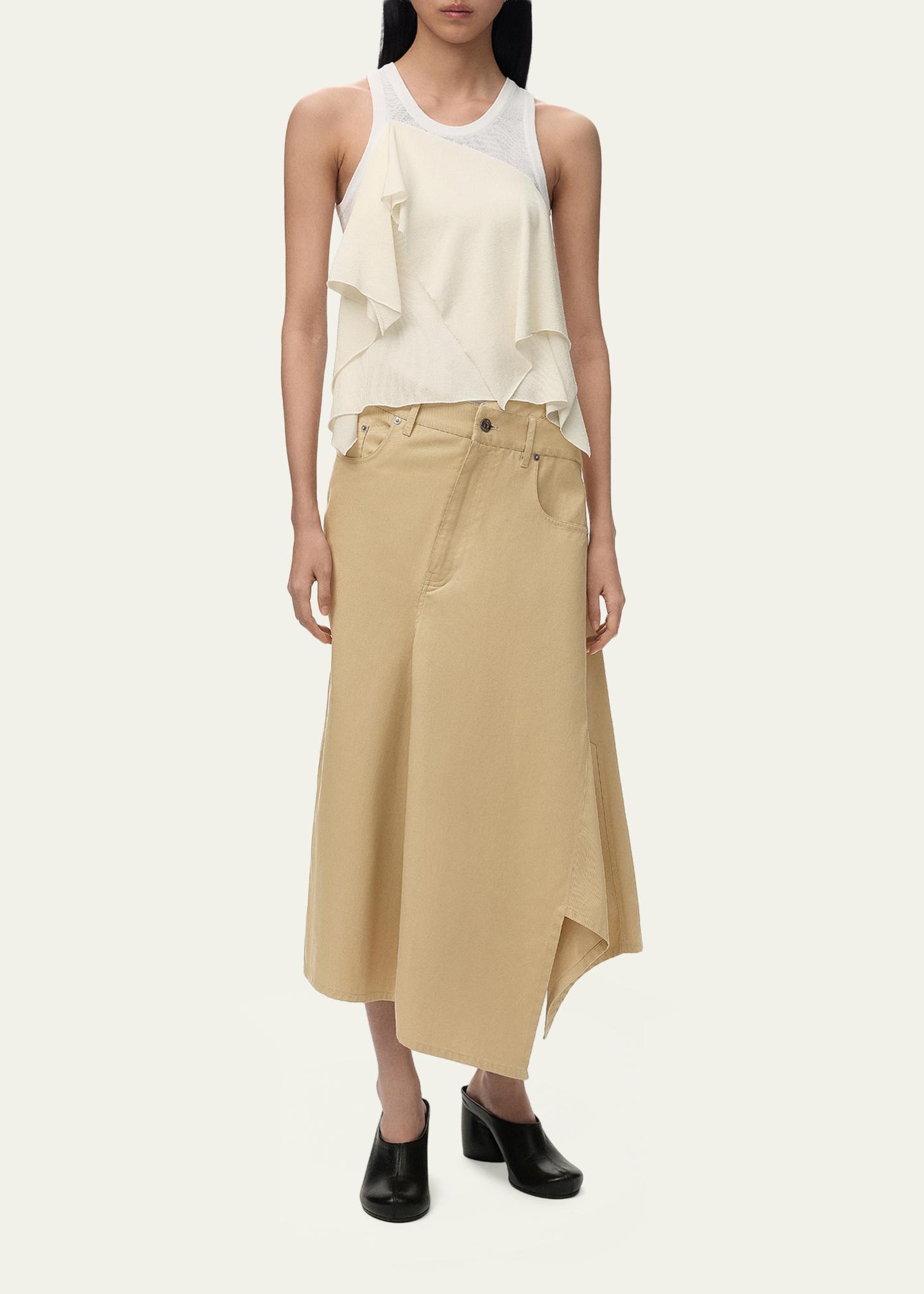 LOEWE Asymmetric Cotton Midi Skirt - Bergdorf Goodman