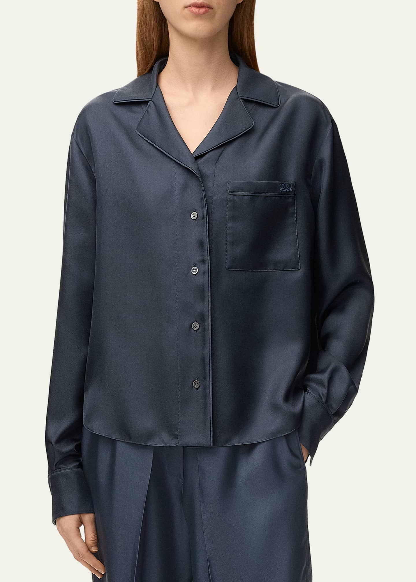 LOEWE パジャマシャツ シルク　size32 Loewe Silk Twill Pajama Shirt - Bergdorf Goodman