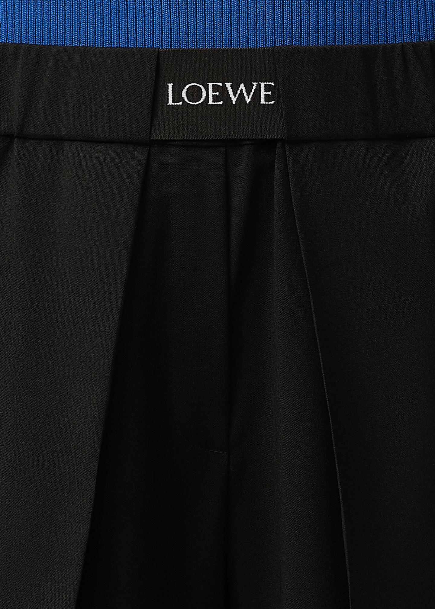 LOEWE Logo Waist Asymmetric Pleated Pants - Bergdorf Goodman