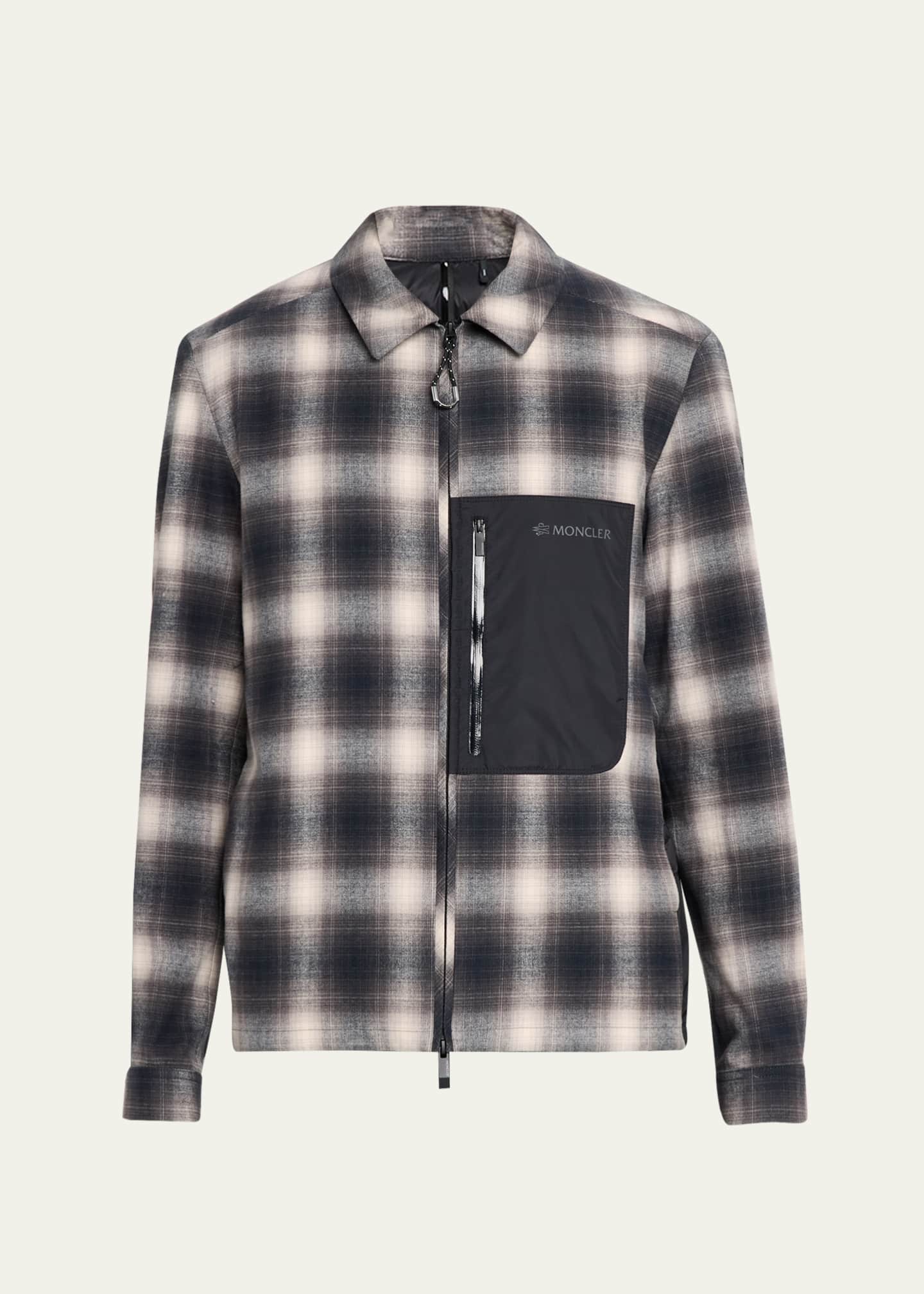 Moncler Grenoble Men's Plaid Mixed-Media Jacket - Bergdorf Goodman
