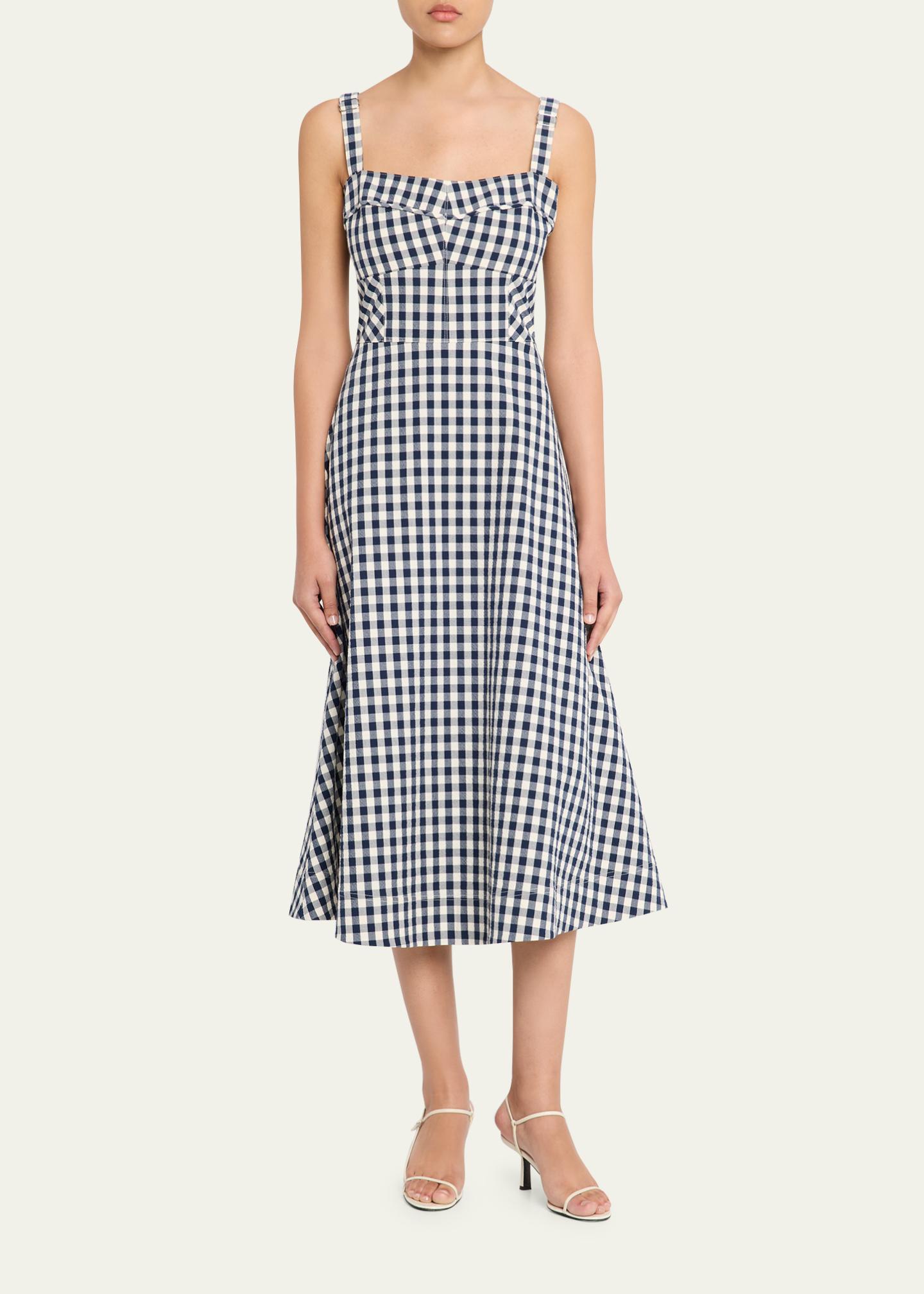 Veronica Beard Aila Gingham A-Line Midi Dress