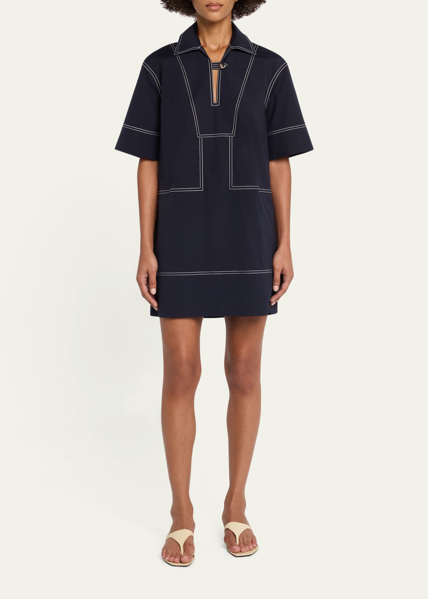 Veronica Beard Phelix Cotton Poplin Mini Tunic Dress - Bergdorf