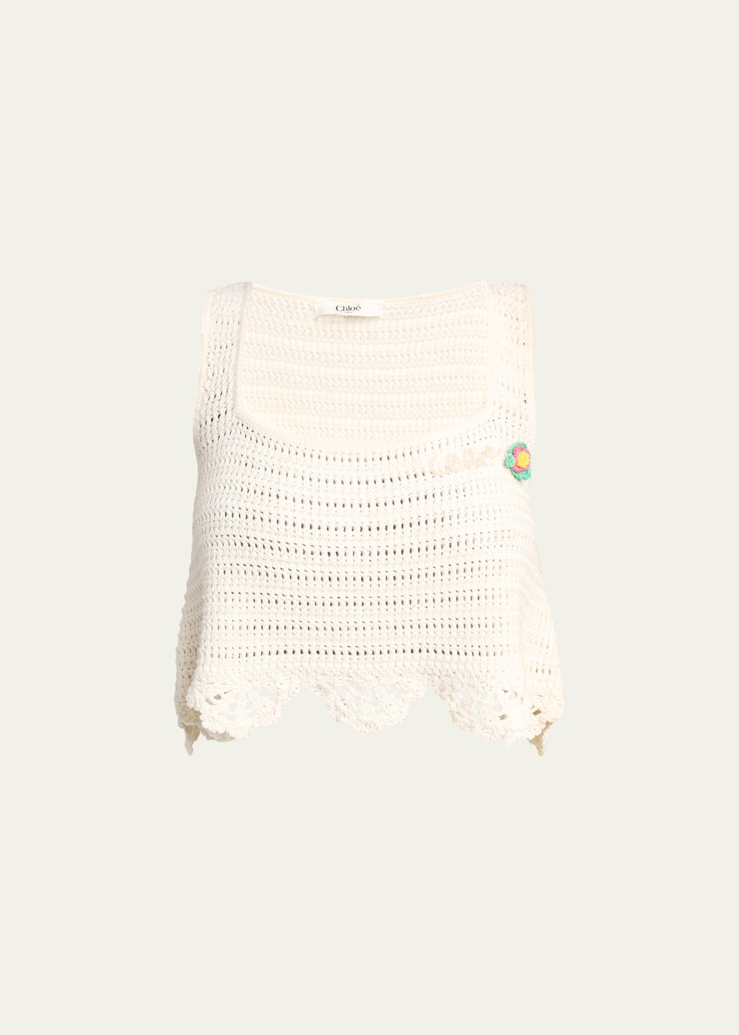 Chloe Organic Cotton Crochet Knit Top - Bergdorf Goodman
