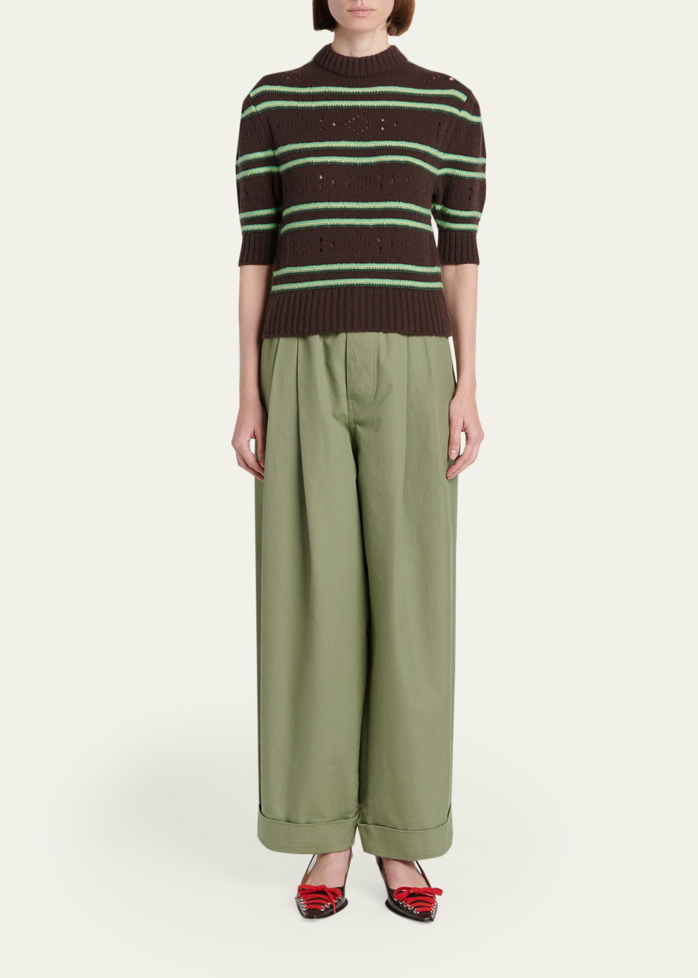 Marni Cashmere Perforated Striped Sweater - Bergdorf Goodman