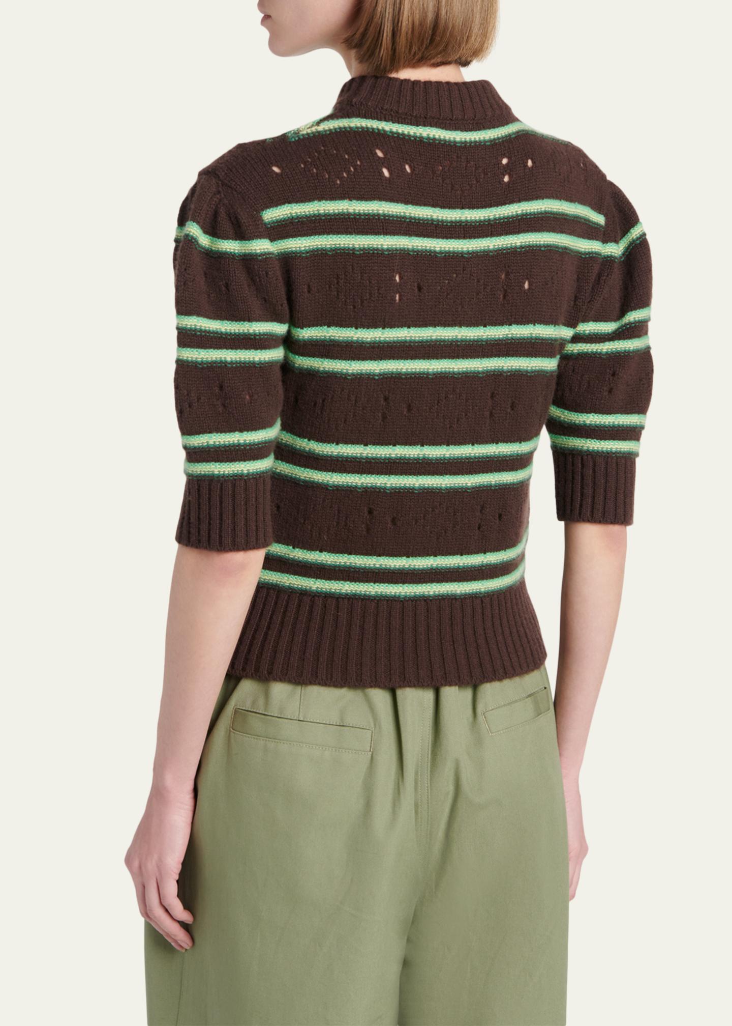 Marni Cashmere Perforated Striped Sweater - Bergdorf Goodman