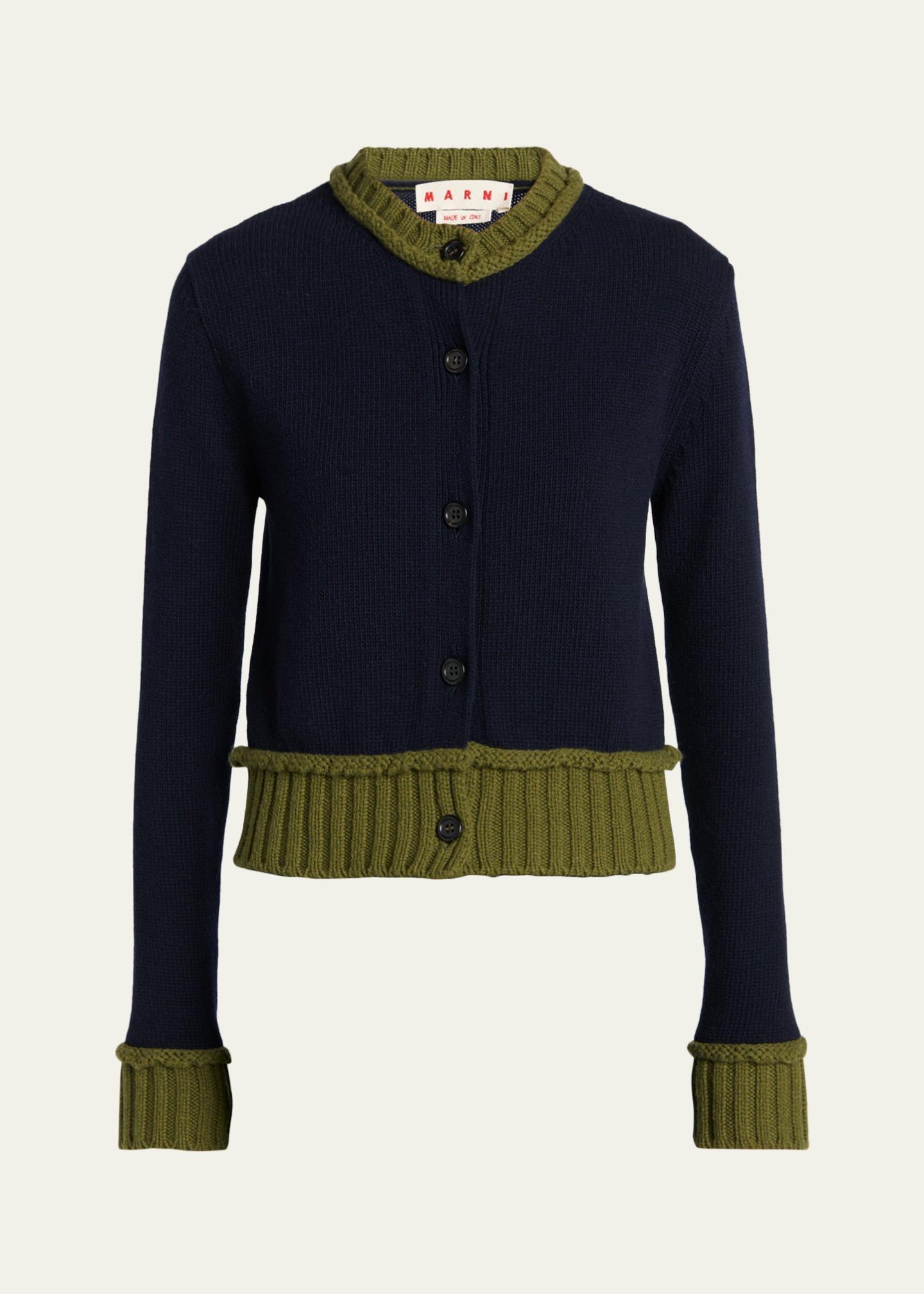 Marni Wool-Blend Contrast-Trim Cardigan - Bergdorf Goodman