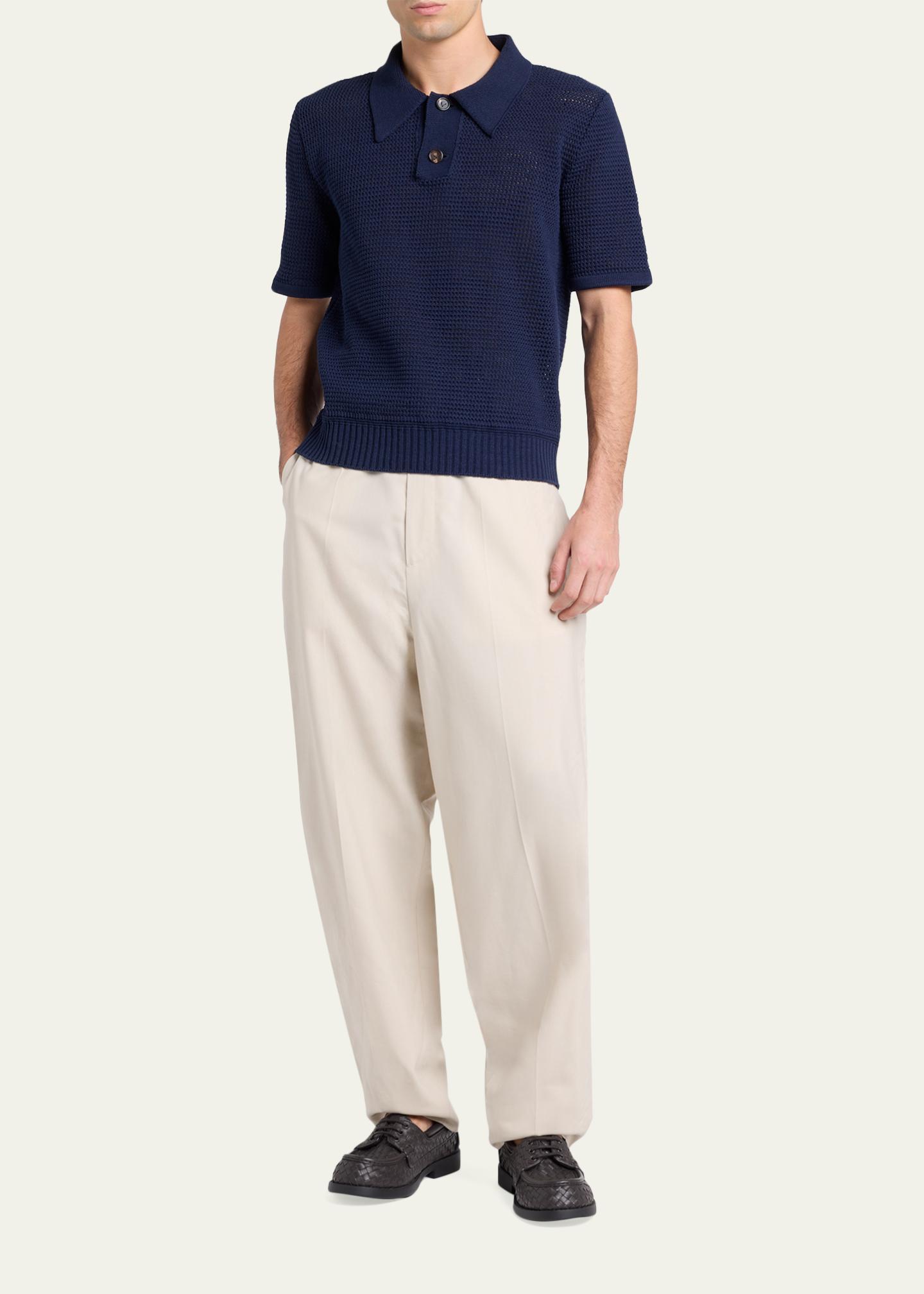 Bottega Veneta Men's Cotton and Wool Crochet Polo Shirt - Bergdorf