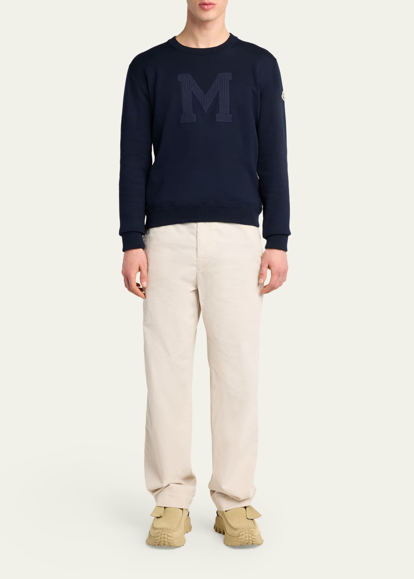 Moncler Men's Logo Drop Shoulder Sweatshirt - Bergdorf Goodman
