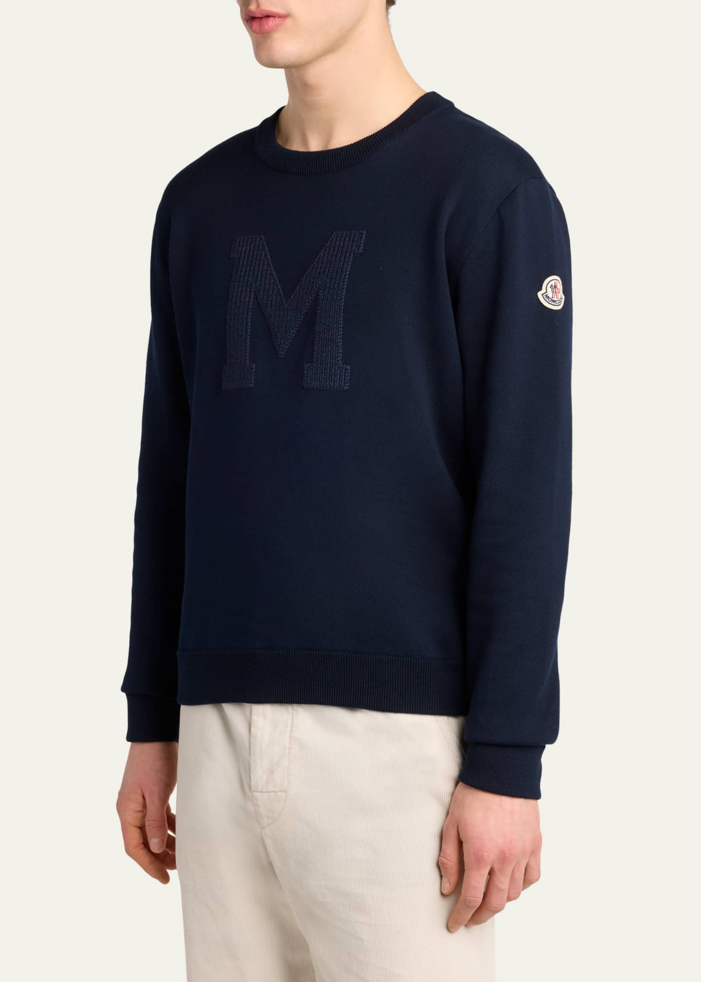Moncler Men's Logo Drop Shoulder Sweatshirt - Bergdorf Goodman