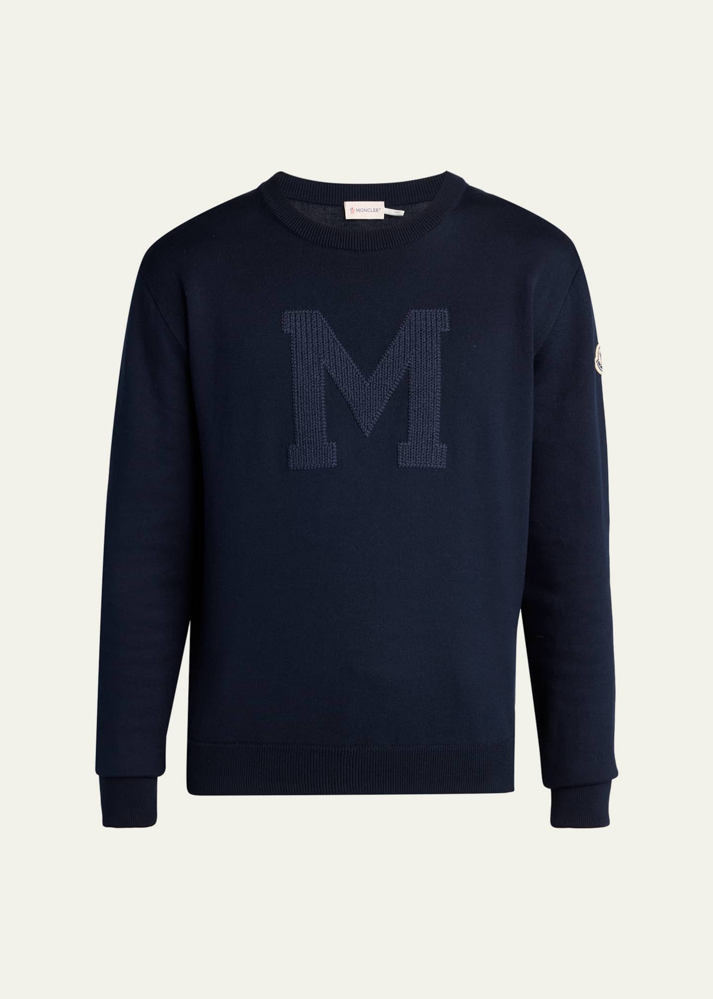 MONCLER モンクレーネイビー トレナー Moncler Men's Logo Drop Shoulder Sweatshirt - Bergdorf Goodman