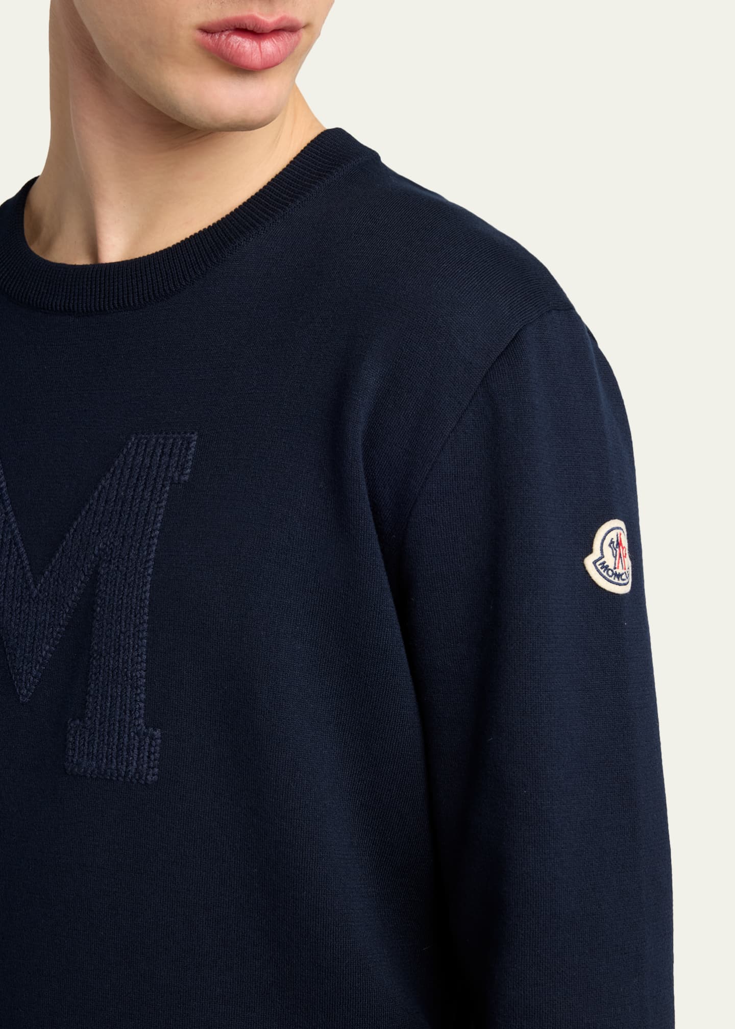 Moncler Men's Logo Drop Shoulder Sweatshirt - Bergdorf Goodman