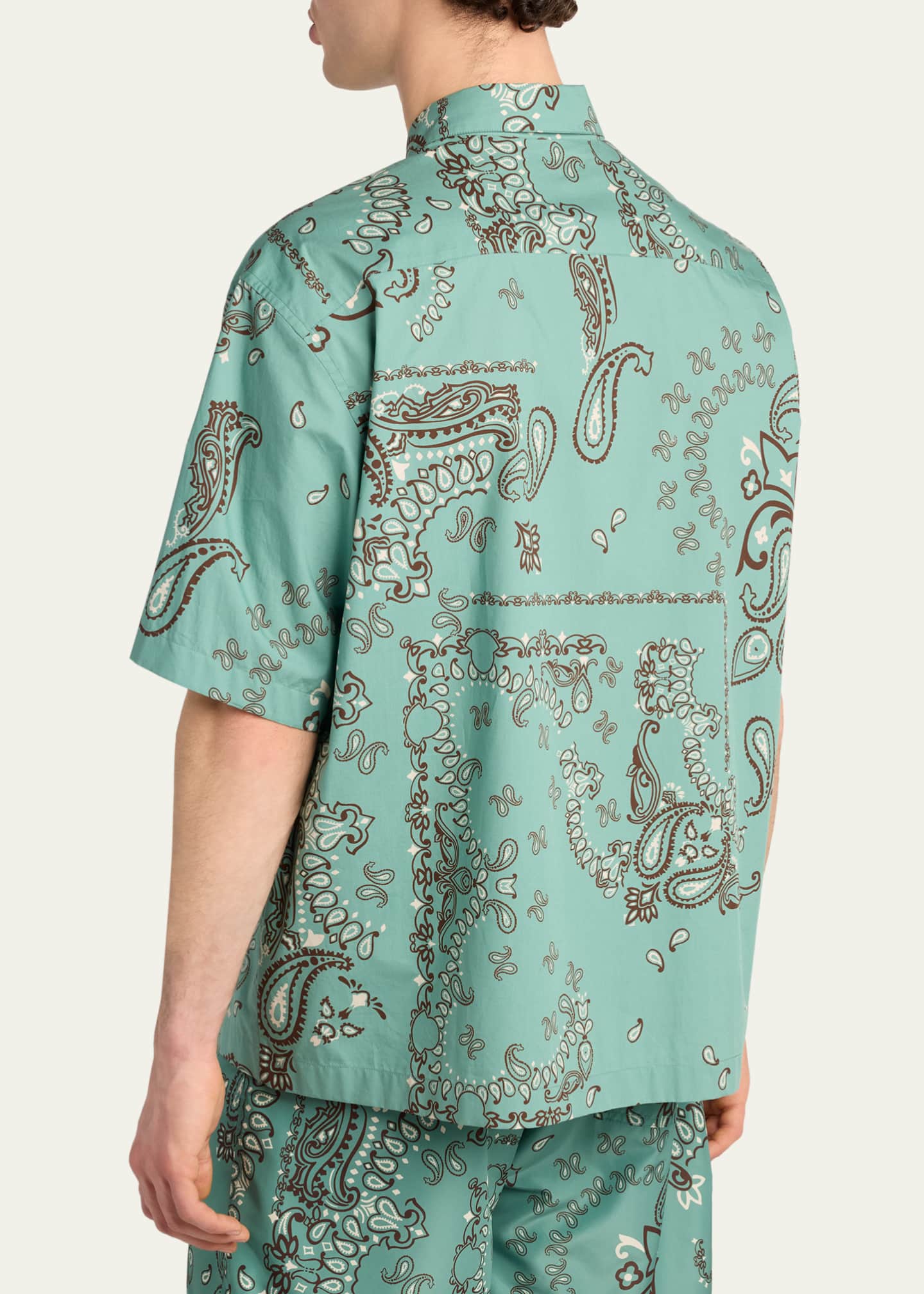 Moncler Men's Paisley Cotton Short-Sleeve Shirt - Bergdorf Goodman