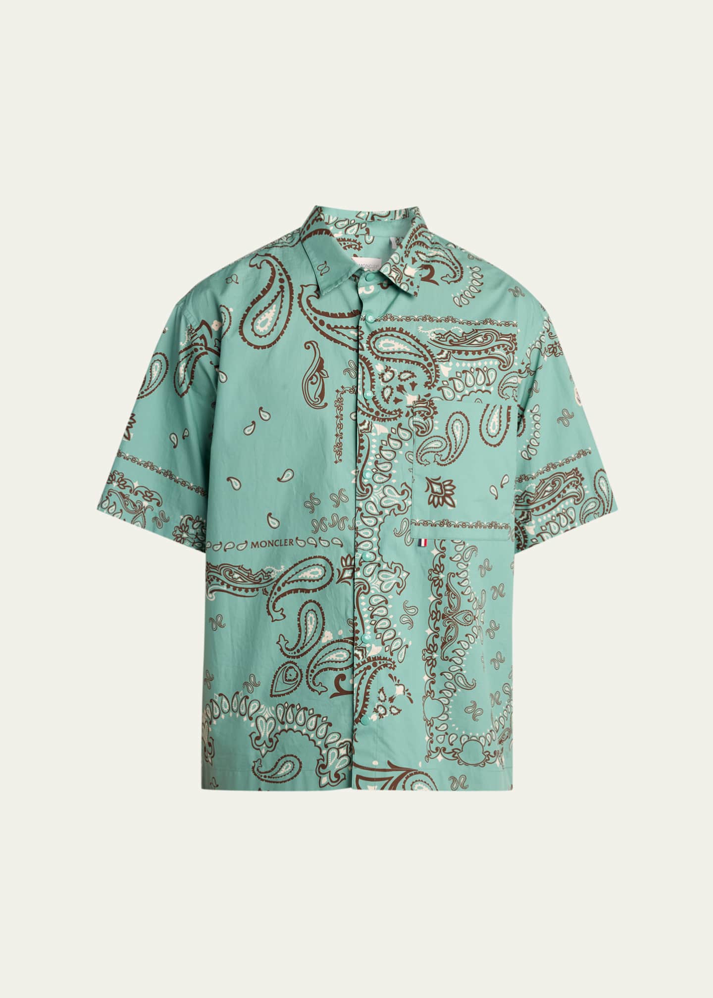 Moncler Men's Paisley Cotton Short-Sleeve Shirt - Bergdorf Goodman