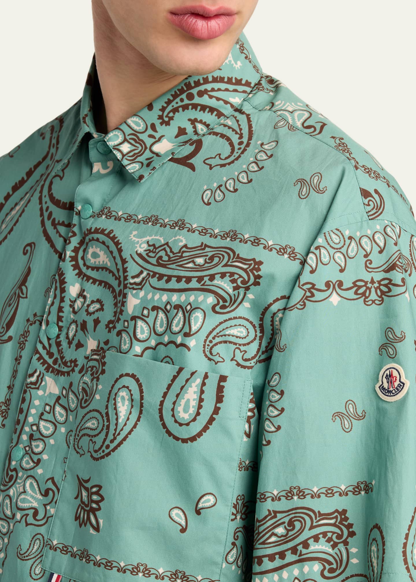 Moncler Men's Paisley Cotton Short-Sleeve Shirt - Bergdorf Goodman