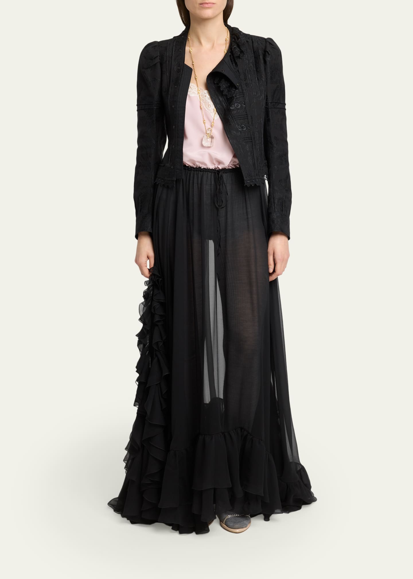 Chloe ロマンティッフローラルジャケット　ランウェイ　　ミャオ　アンナ Chloe Soft Floral Jacquard Jacket - Bergdorf Goodman