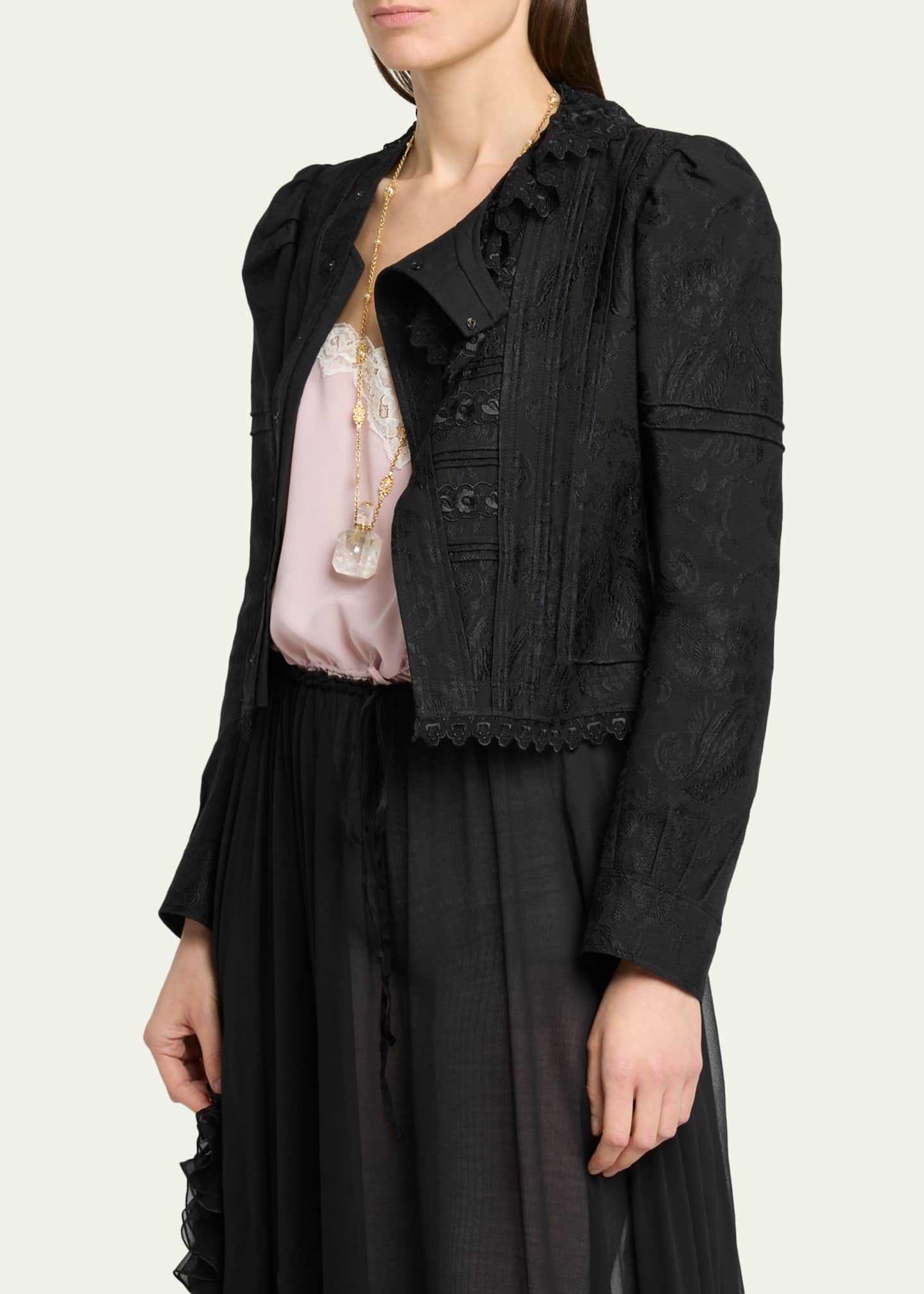 Chloe ロマンティッフローラルジャケット　ランウェイ　　ミャオ　アンナ Chloe Soft Floral Jacquard Jacket - Bergdorf Goodman