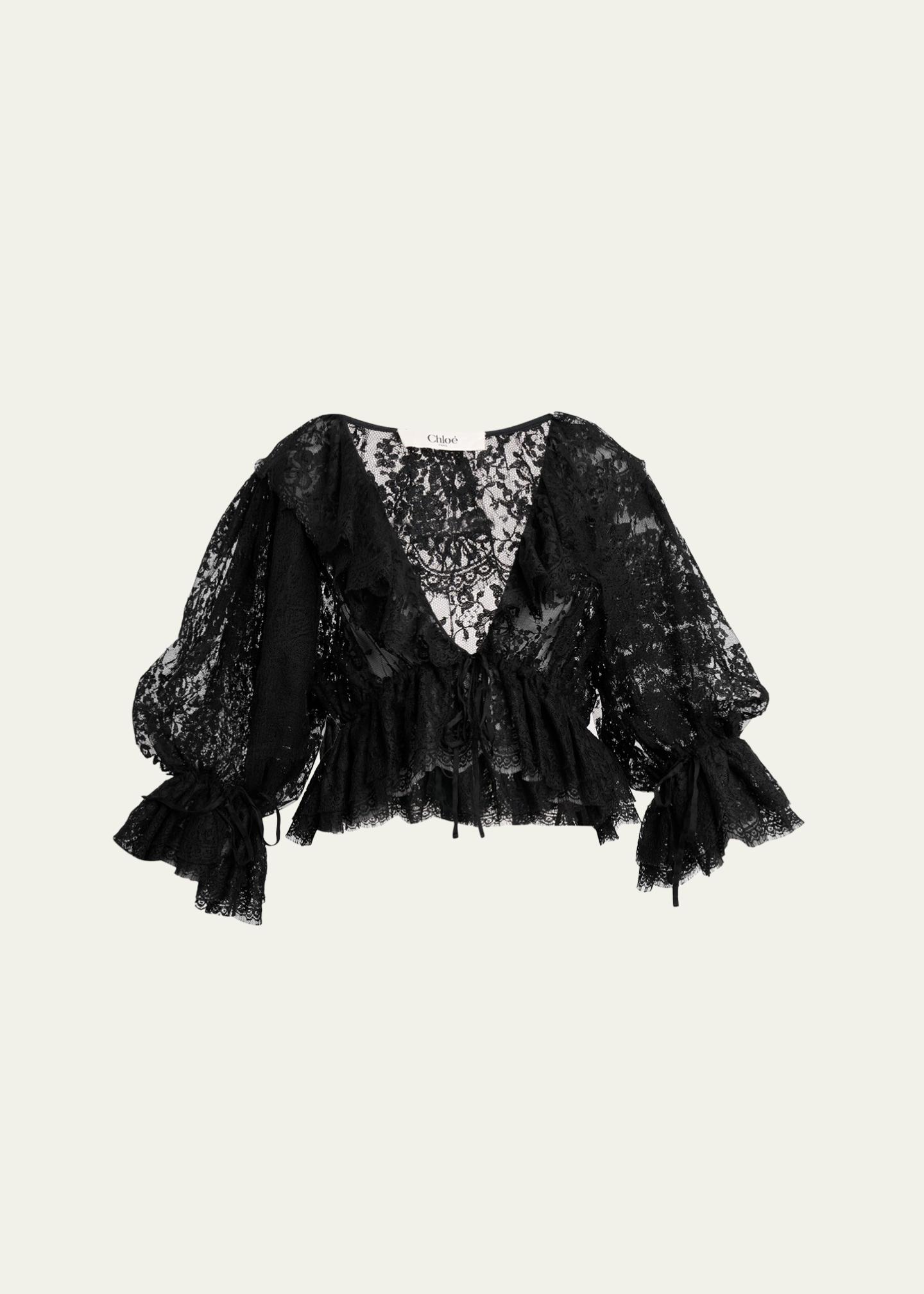 Chloe Scallop Floral Lace Top - Bergdorf Goodman