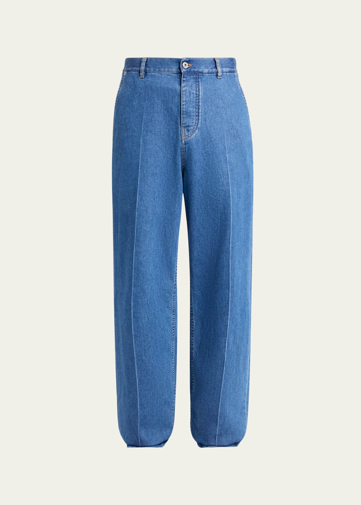 Bottega Veneta Men's Intrecciato Label Wide-Leg Jeans - Bergdorf