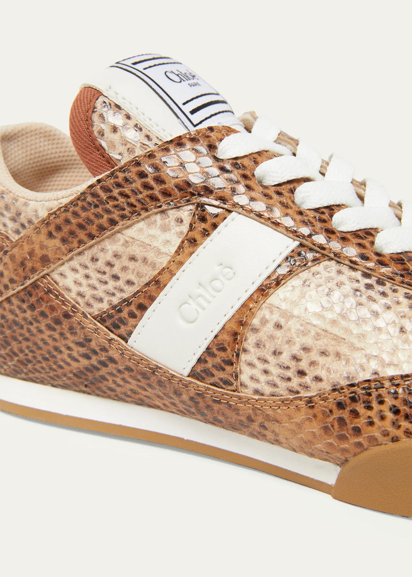 Chloe Kick Snake-Embossed Leather Low-Top Sneakers - Bergdorf Goodman