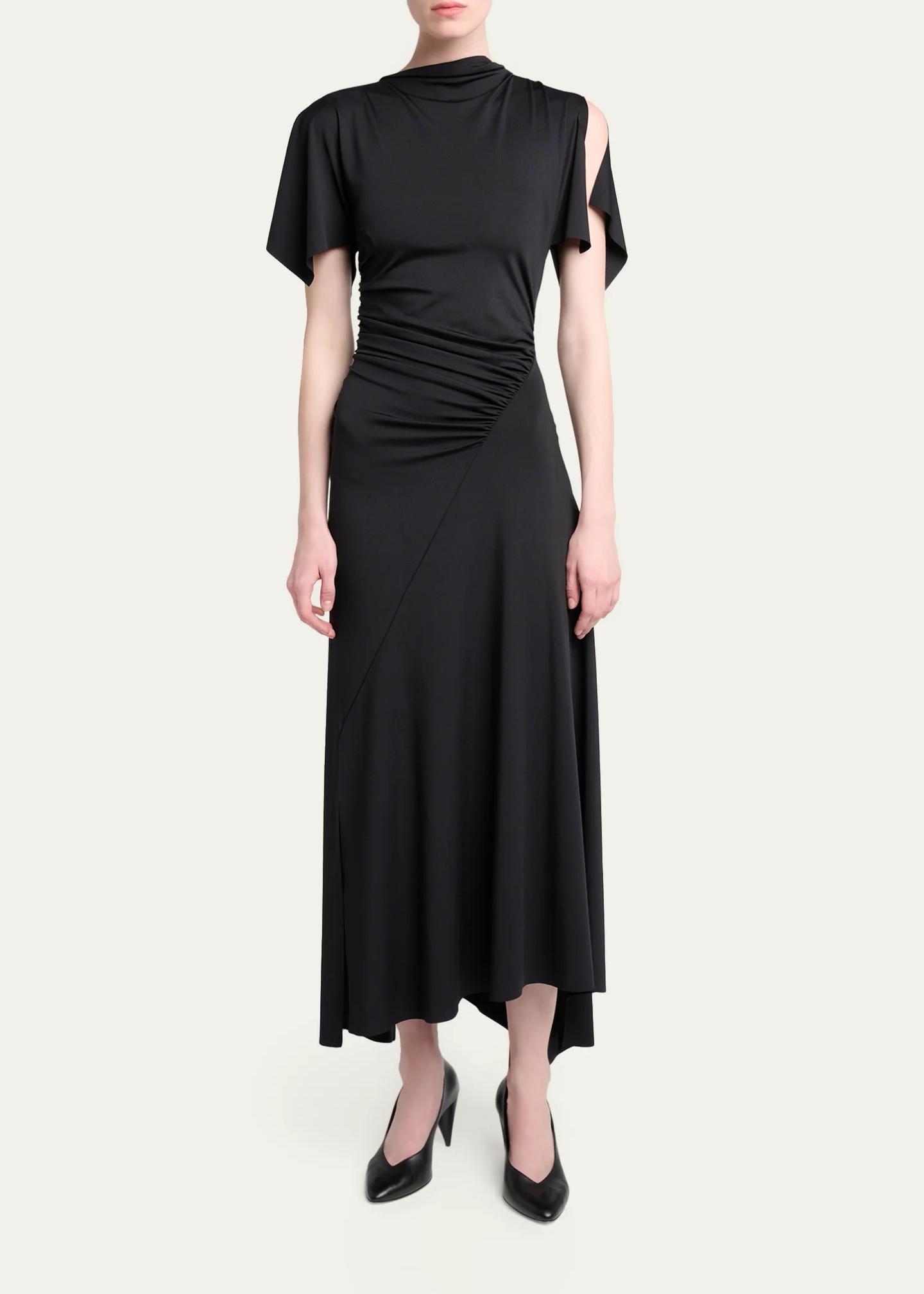 Victoria Beckham Blousey Midi Dress In Blackcurrant - 4