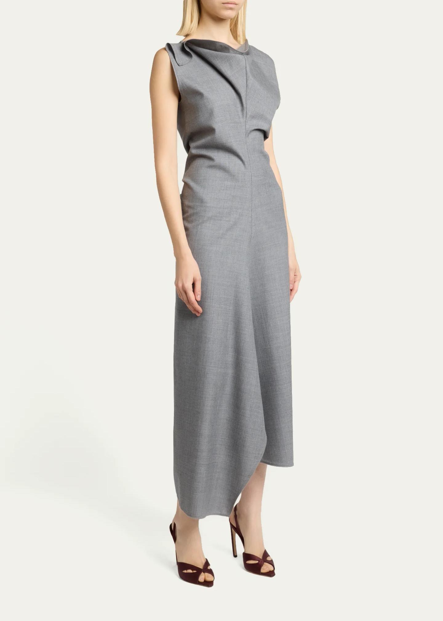 victoria beckham dress grey Draped Virgin Wool Midi Aqua Green Maxi Dress