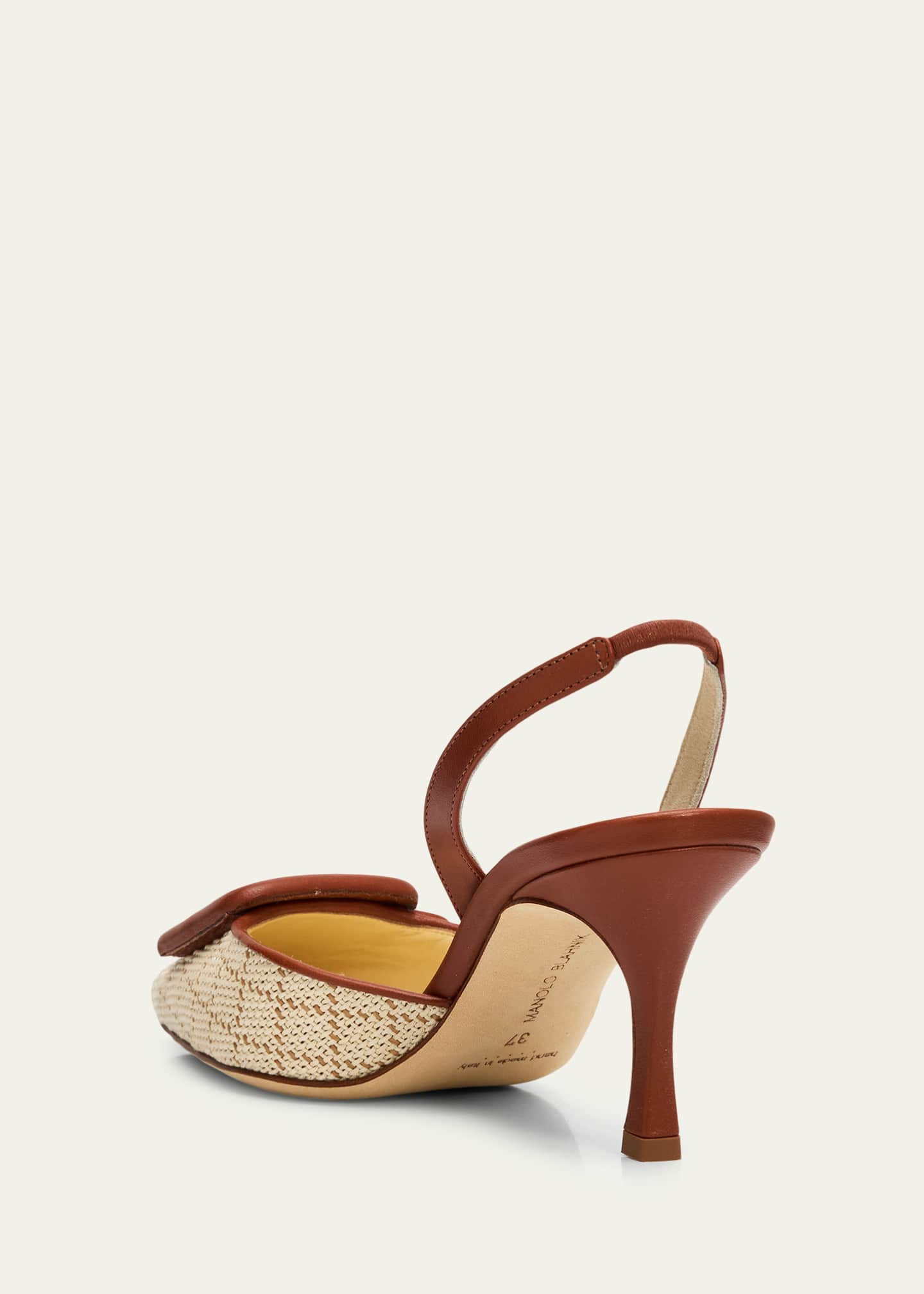 Manolo Blahnik 70mm Mayslibi Raffia Slingback Pumps - Bergdorf Goodman