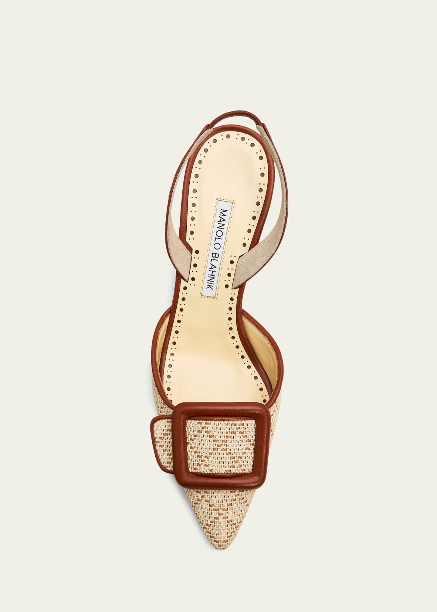 Manolo Blahnik 70mm Mayslibi Raffia Slingback Pumps - Bergdorf Goodman