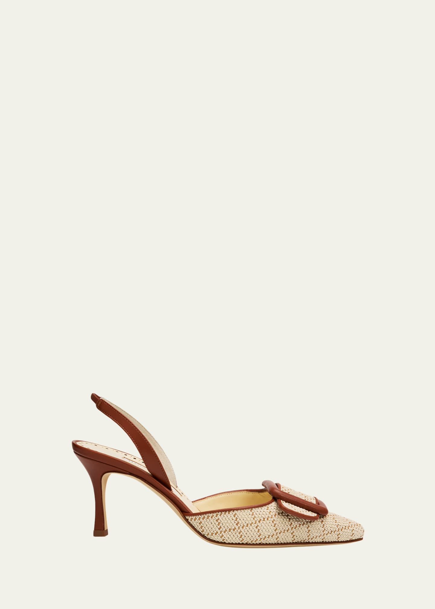 Manolo Blahnik 70mm Mayslibi Raffia Slingback Pumps - Bergdorf Goodman